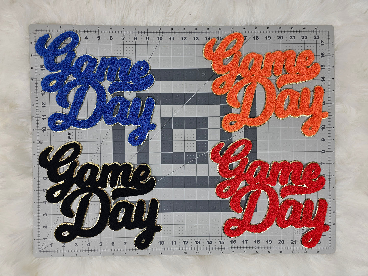 Large Game Day Chenille Gold Glitter Iron-on Patch