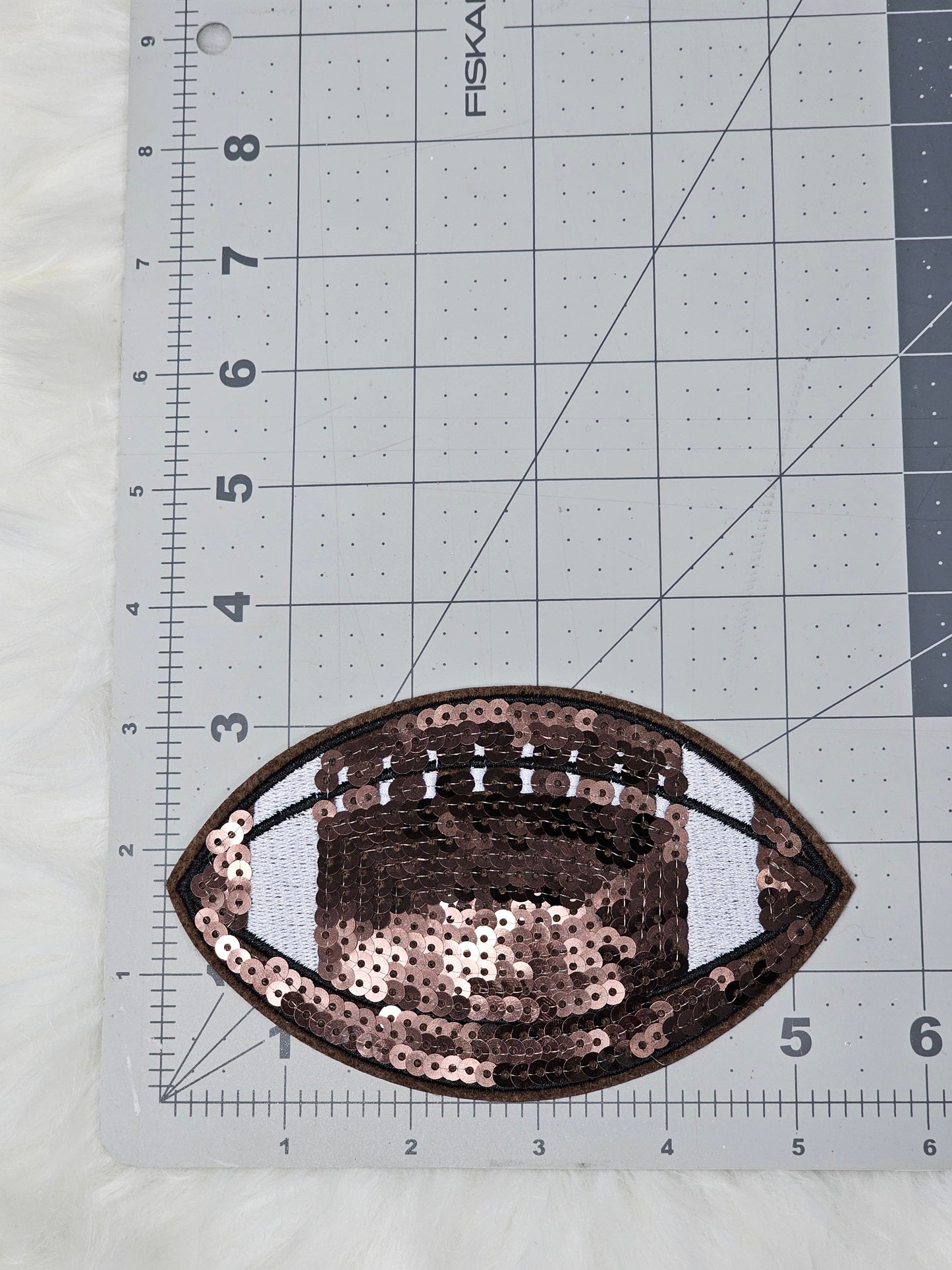 Medium Brown Football Sequin Iron On Patch