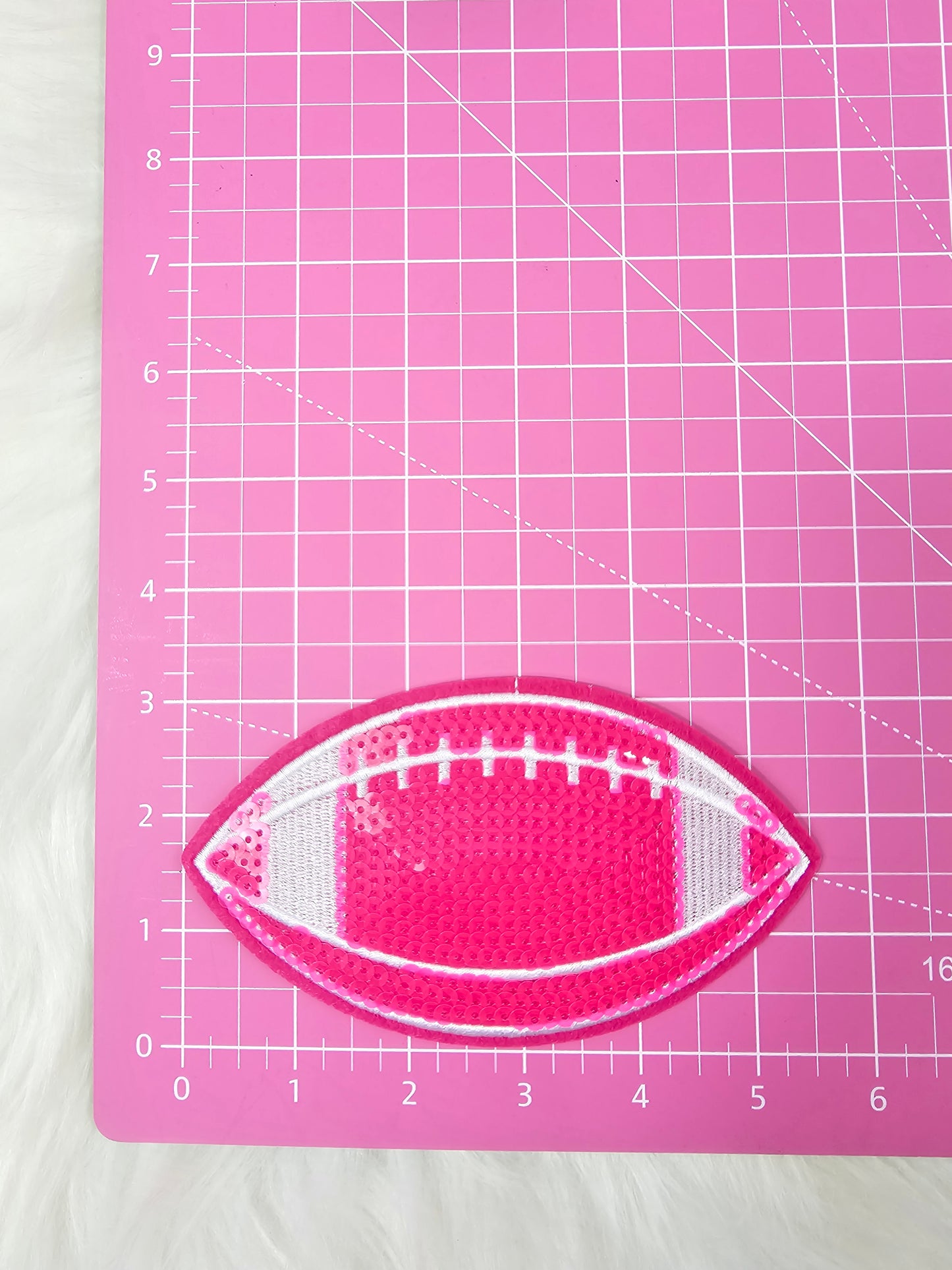 Hot Pink Football Sequin Iron On Patch