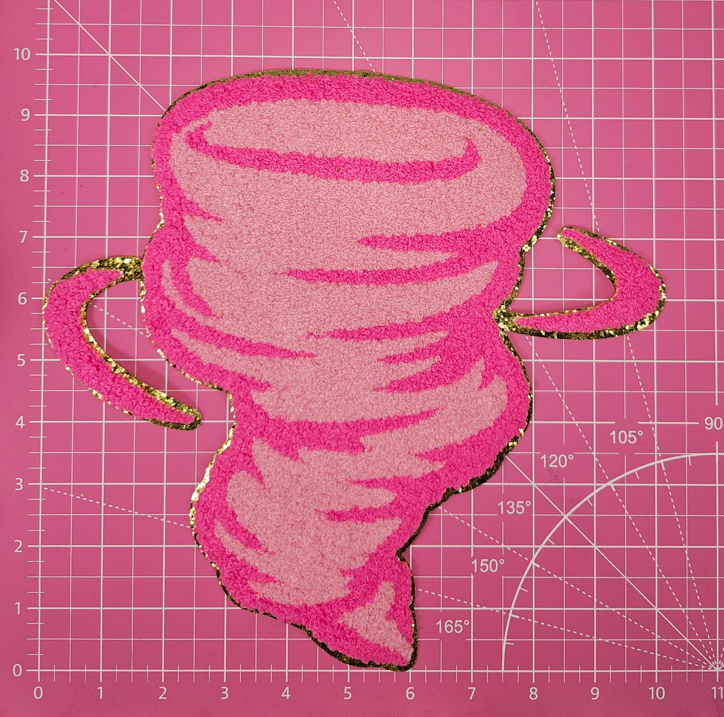 Hot Pink Tornado Storm Cyclone Storm Large Mascot Chenille Iron-on Patch