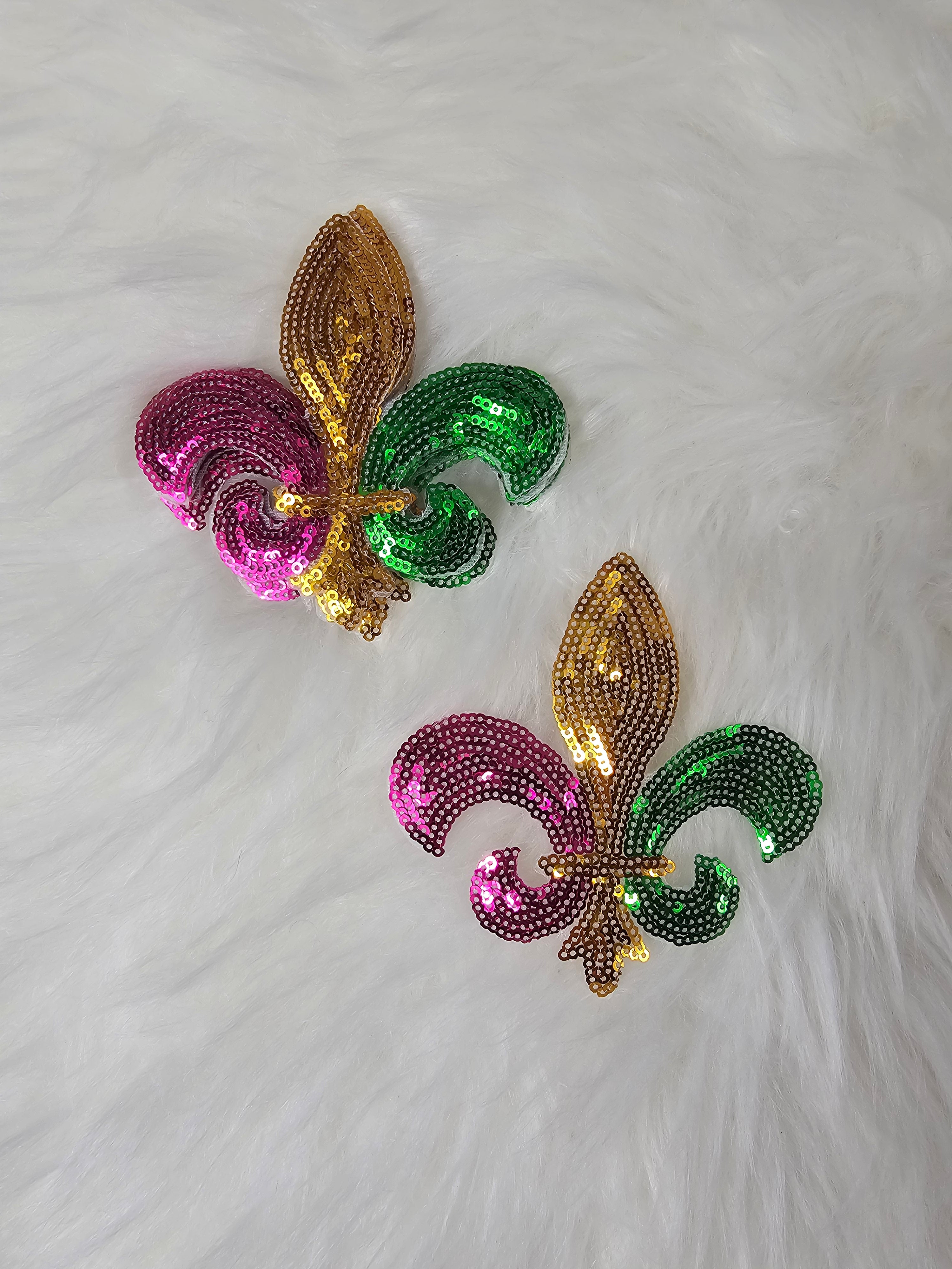 Large Sequin Mardi Gras Iron On Patch