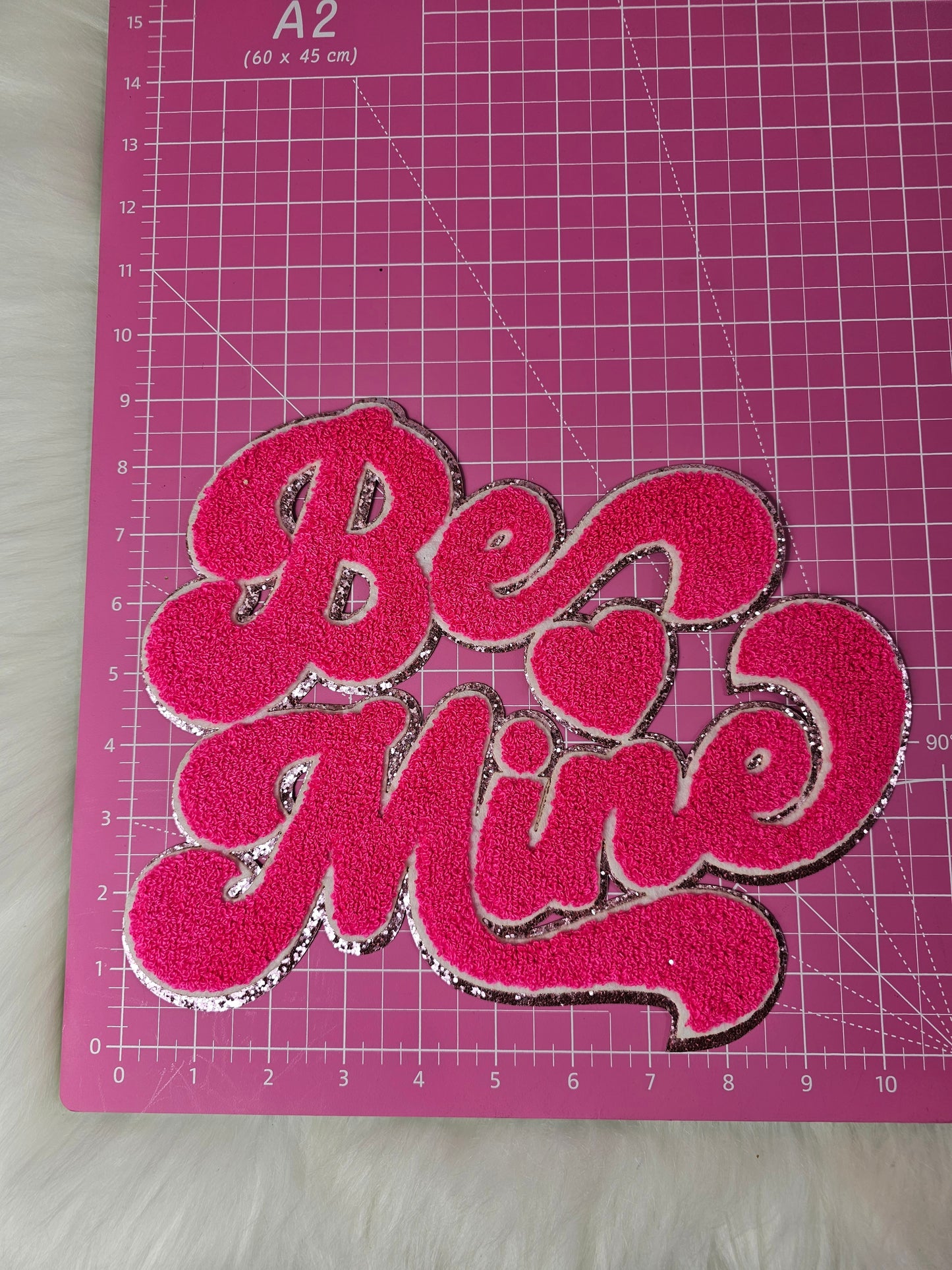 Large Be Mine Chenille Iron-on Patch