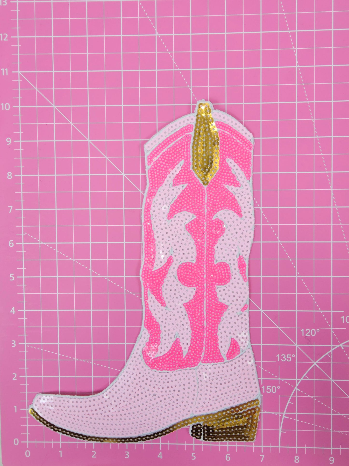 Pink Sequin Cowgirl Boots Iron-on Patch