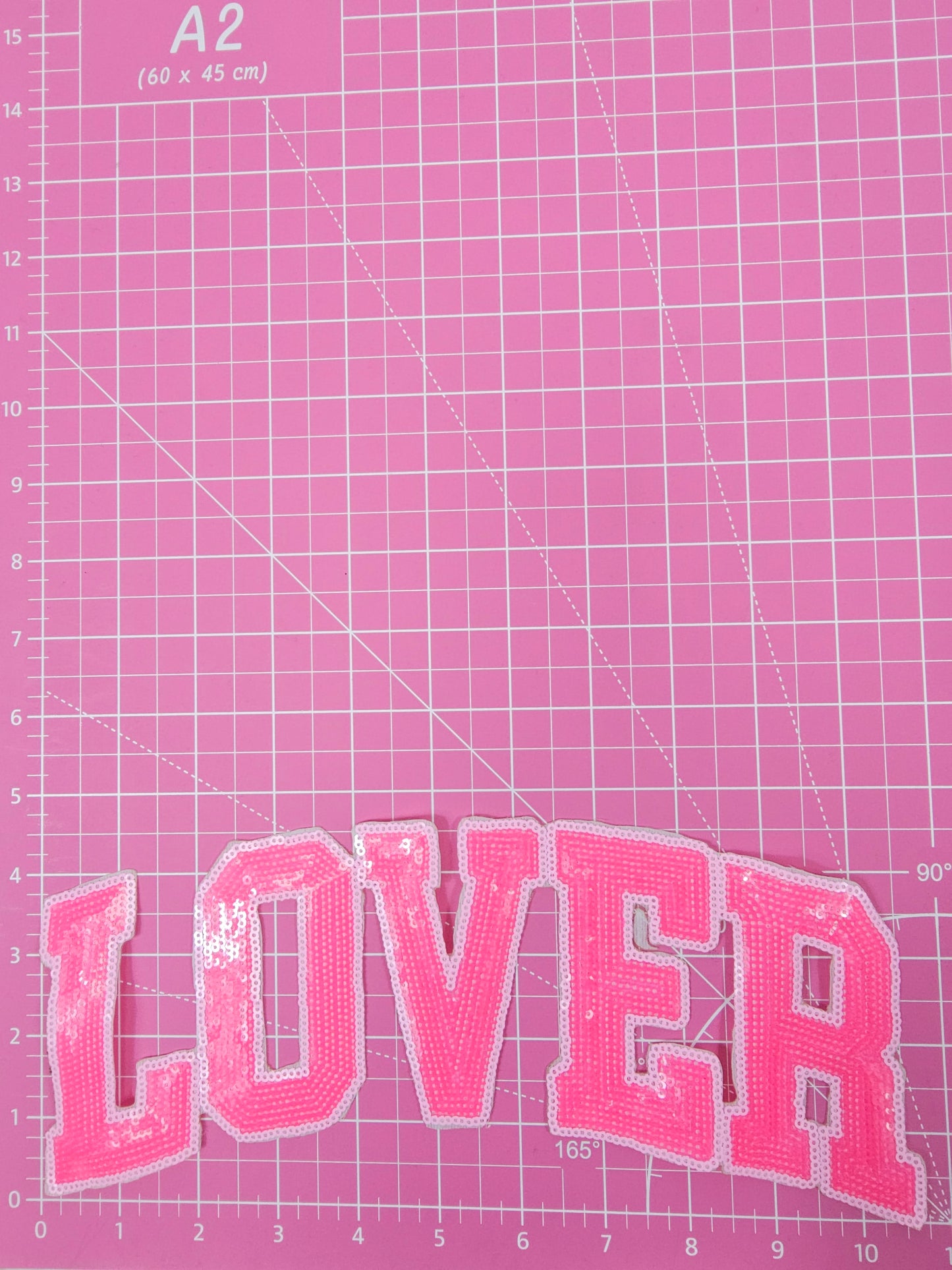 LOVER Pink or Red Sequin Iron On Patch