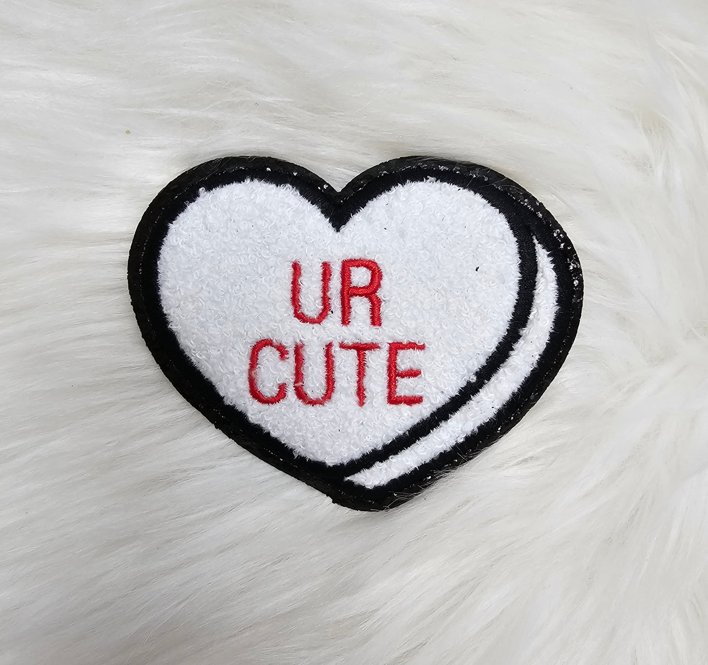 Conversation Candy Hearts Chenille Iron On Patch