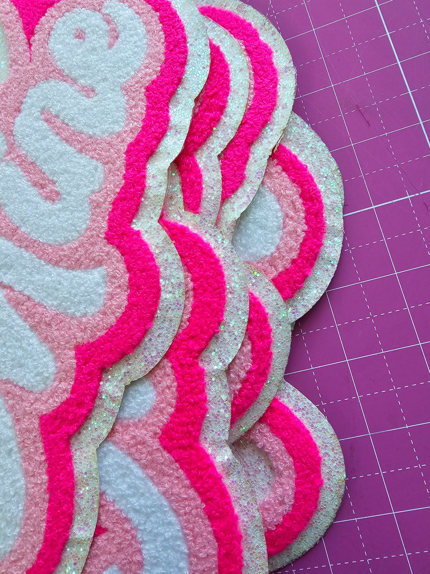 Defect Seconds of Large Be Mine on Colorful Glitter Chenille Iron-on Patch FINAL SALE