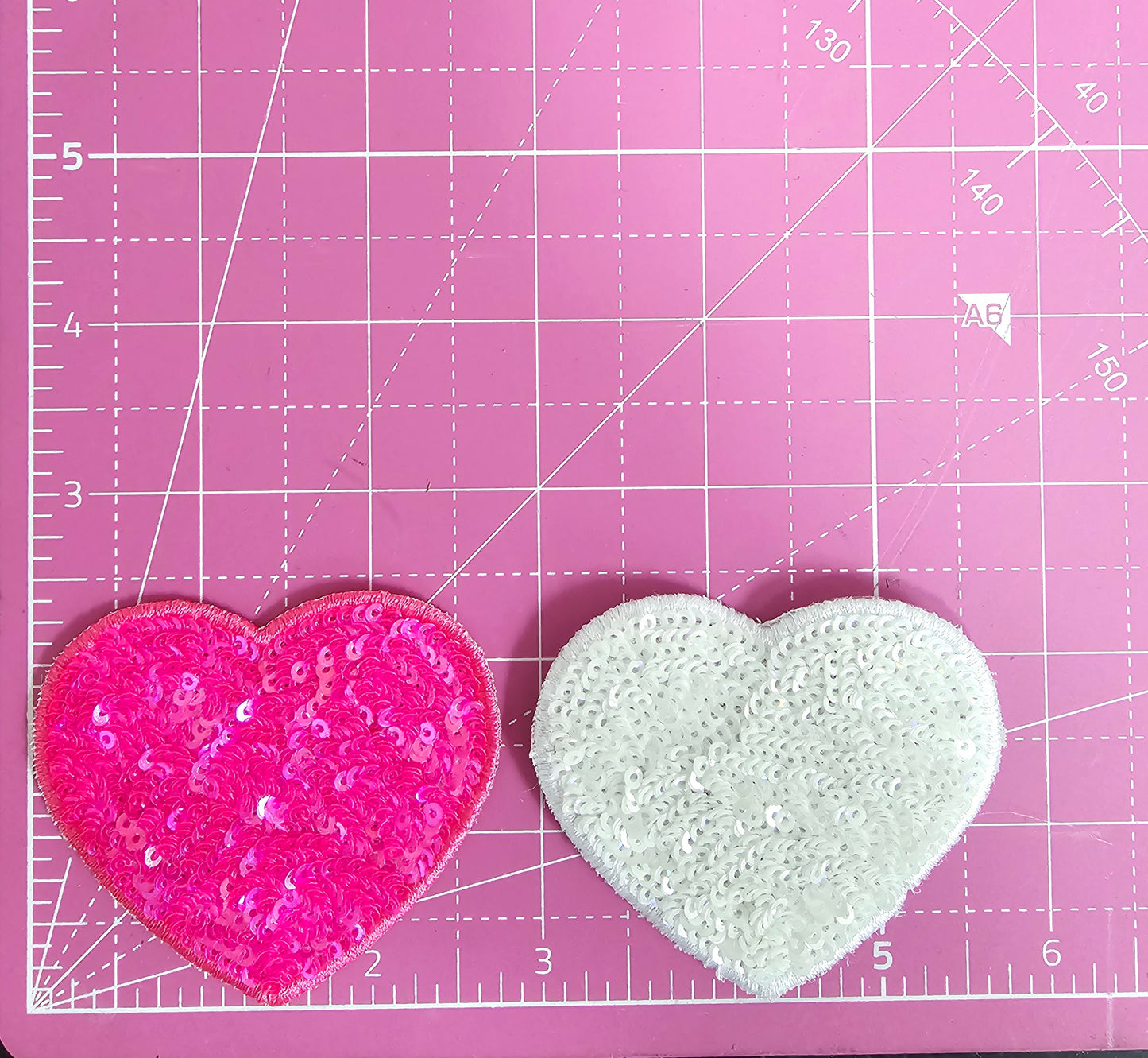 Sequin Heart Embroidery Iron On Patch