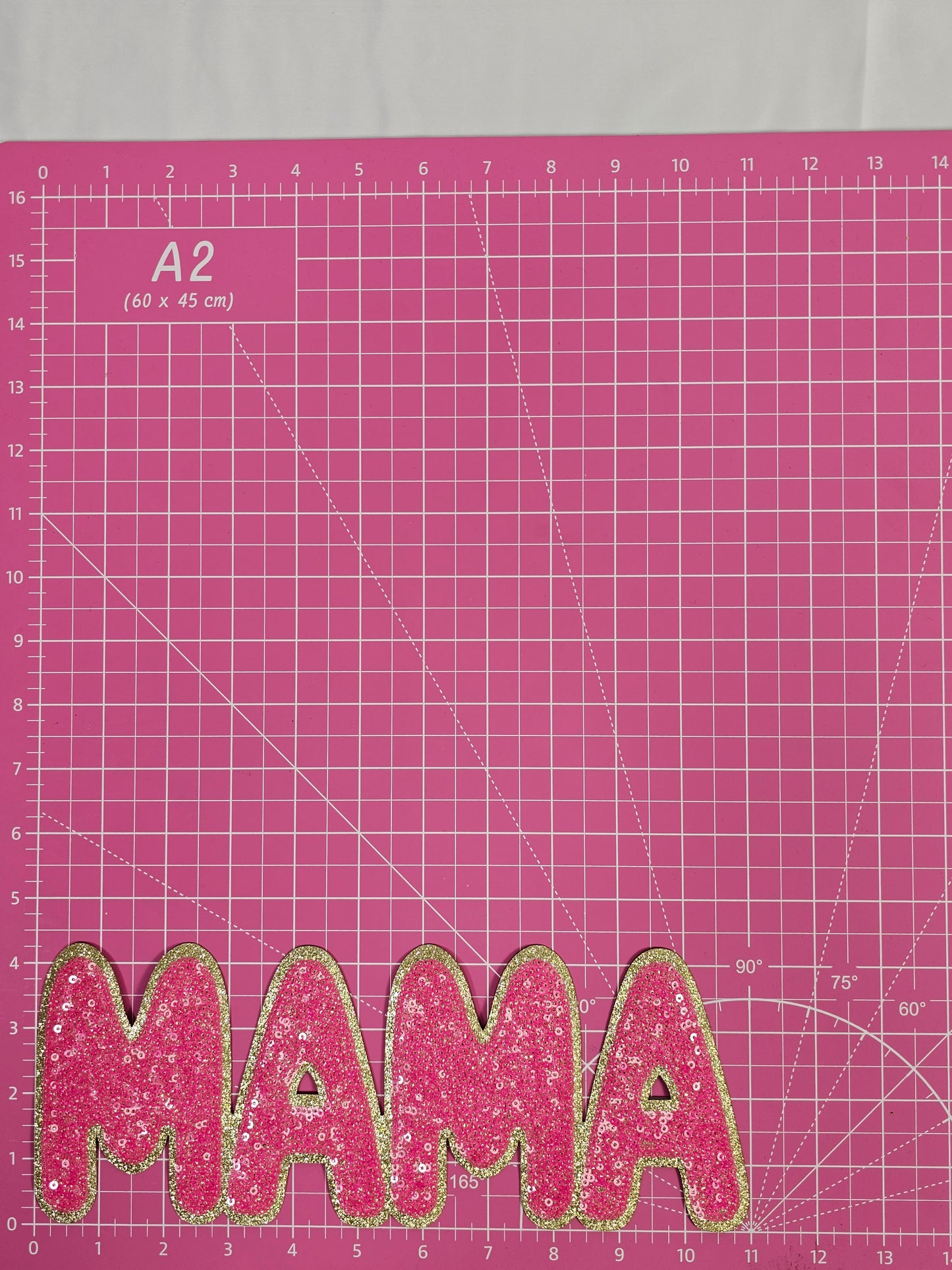 Hot Pink MAMA Sequin Iron On Patch
