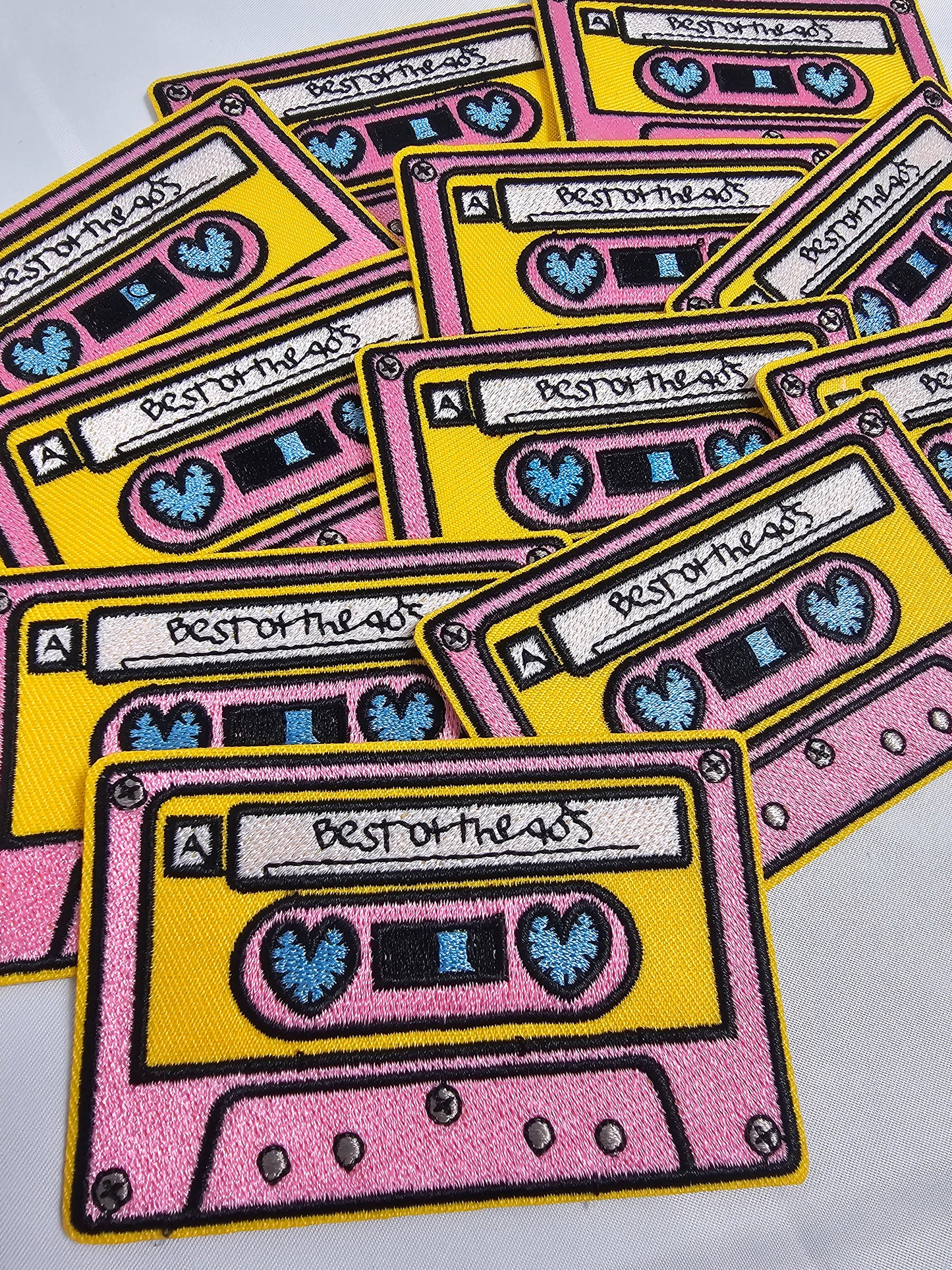 Best of the 90s Pink Cassette Tape Embroidery Iron On Patch