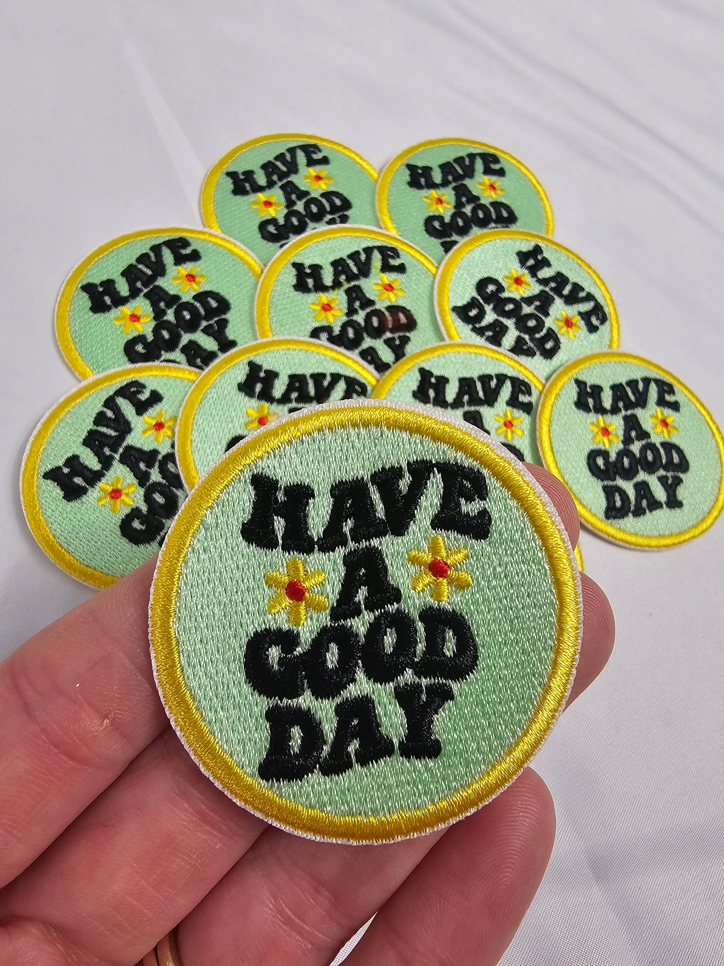 'Have a Good Day' Flower Embroidery Iron On Patch