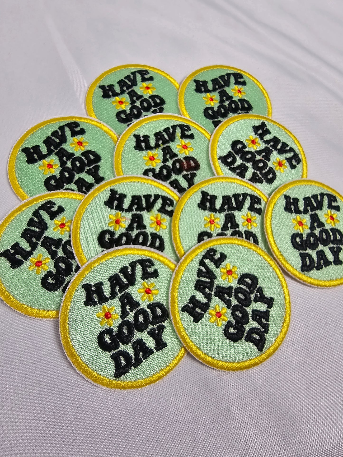 'Have a Good Day' Flower Embroidery Iron On Patch