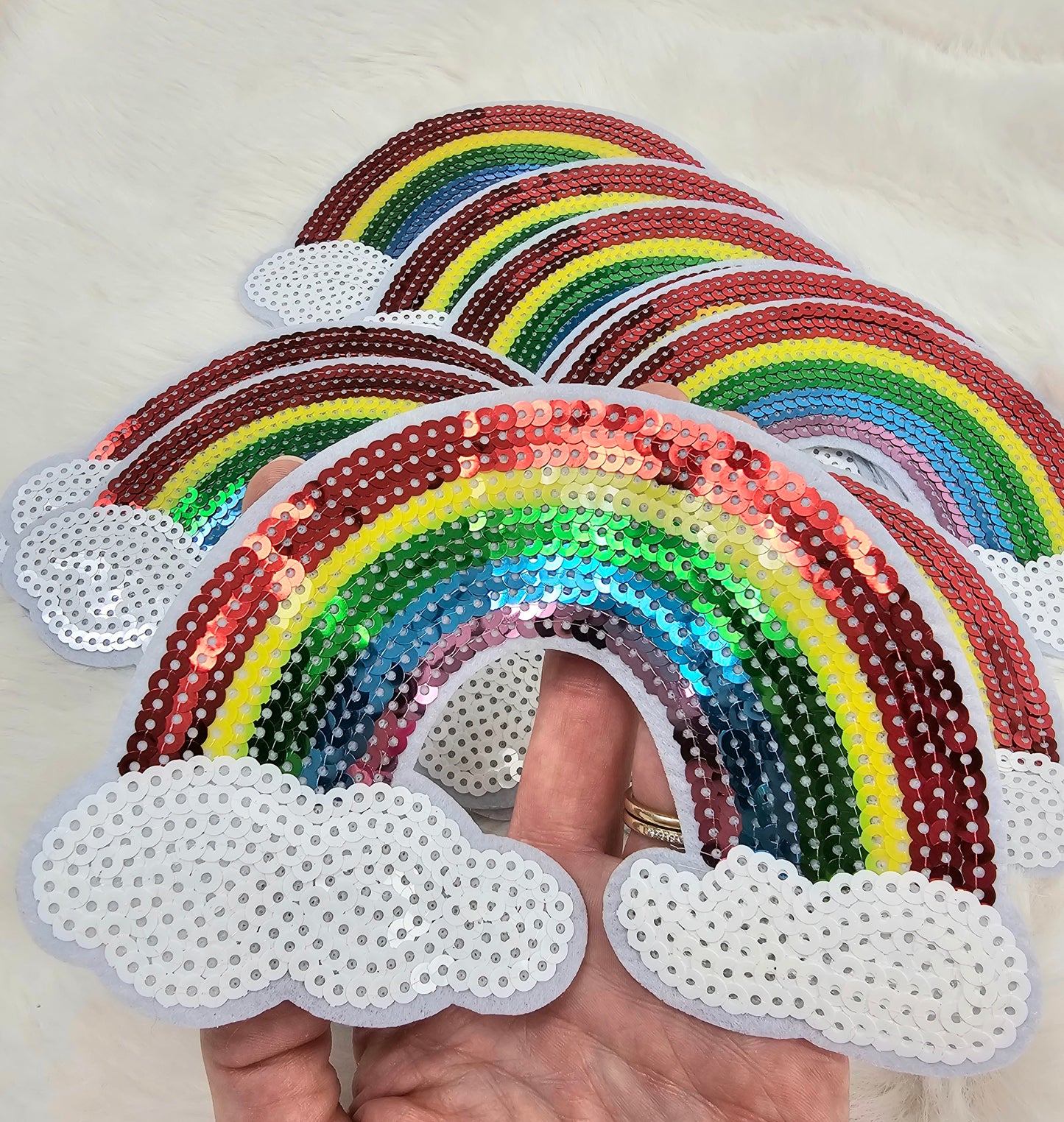 Sequin Rainbow Iron On Patch