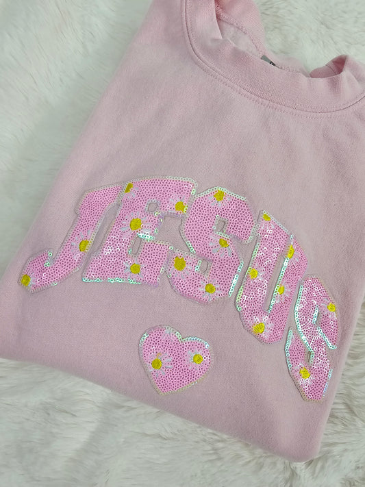 Sequin Jesus Crewneck by Pretty Preppy Co.