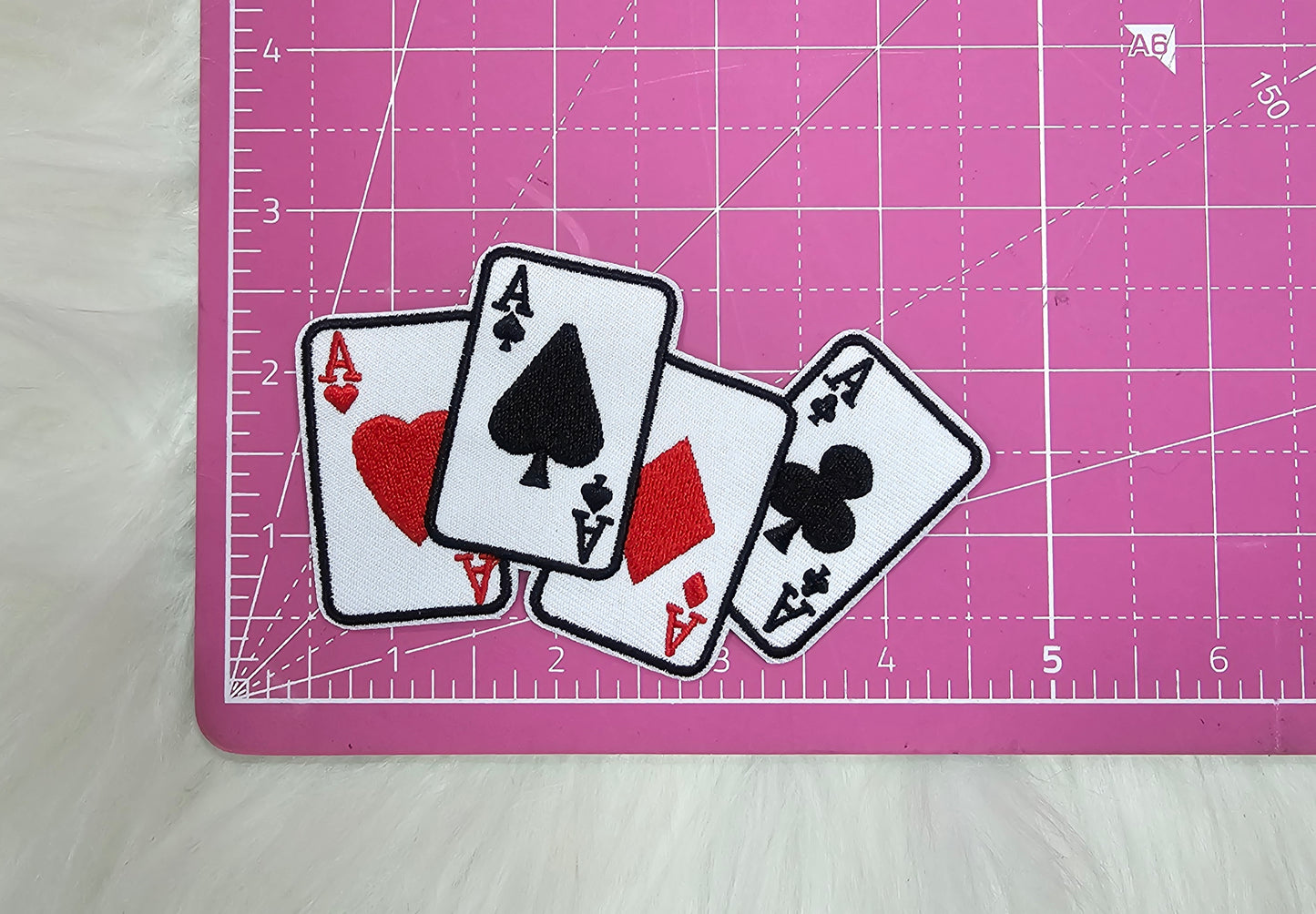 Aces Four of a Kind Cards Embroidery Woven Iron On Patch