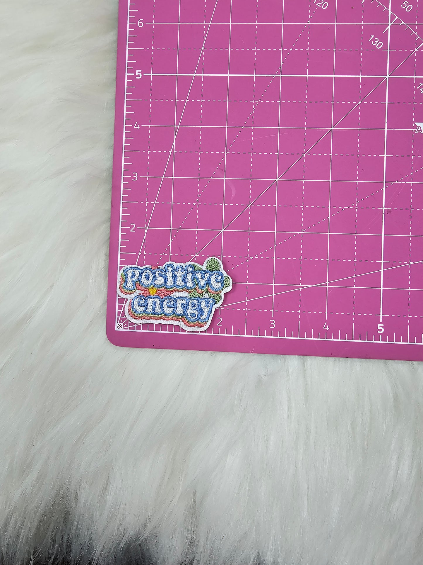 'Positive Energy' Floral Pastel Embroidery Iron On Patch