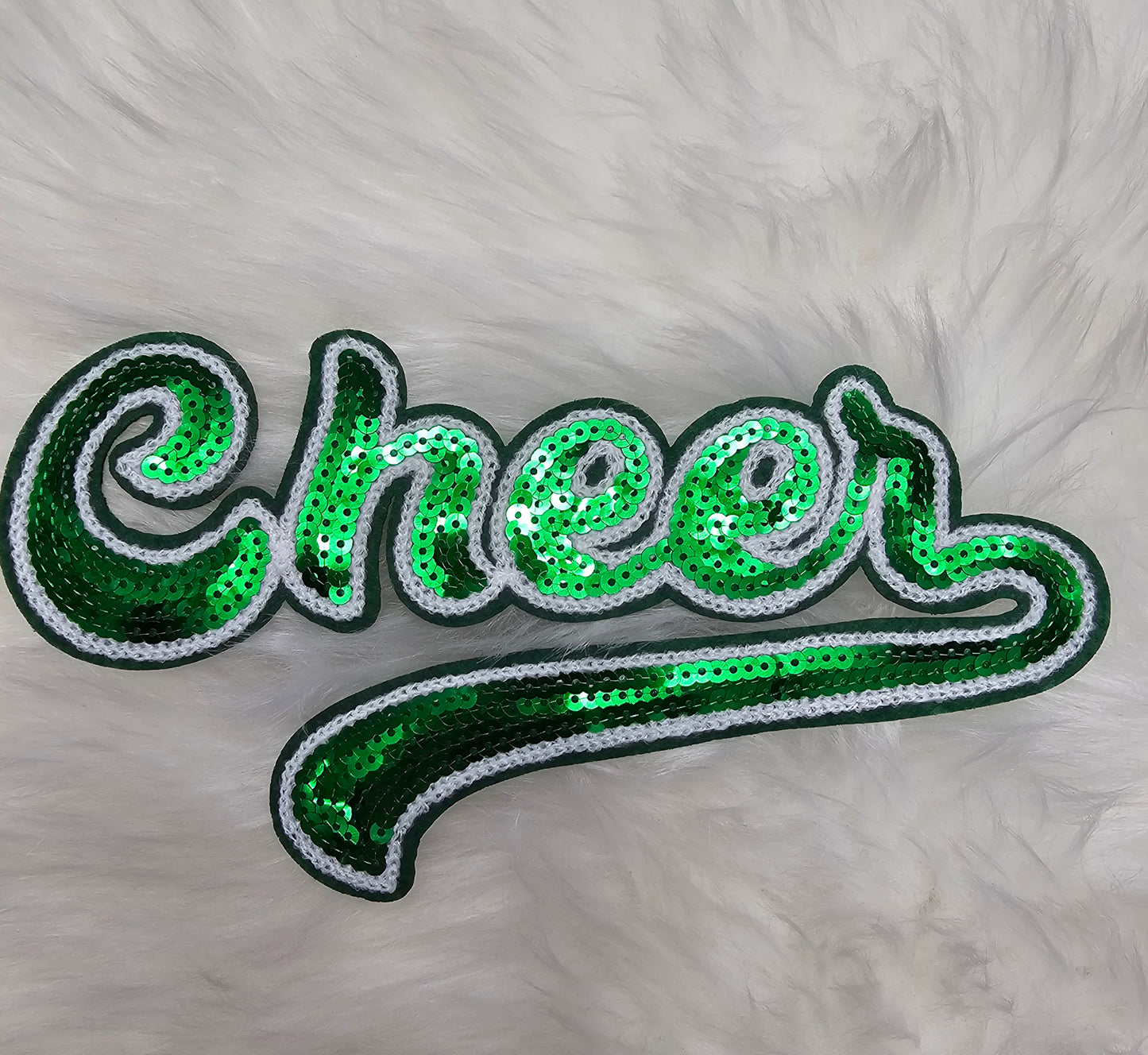 Large Cursive Cheer Sequin and Felt Iron-on Patch