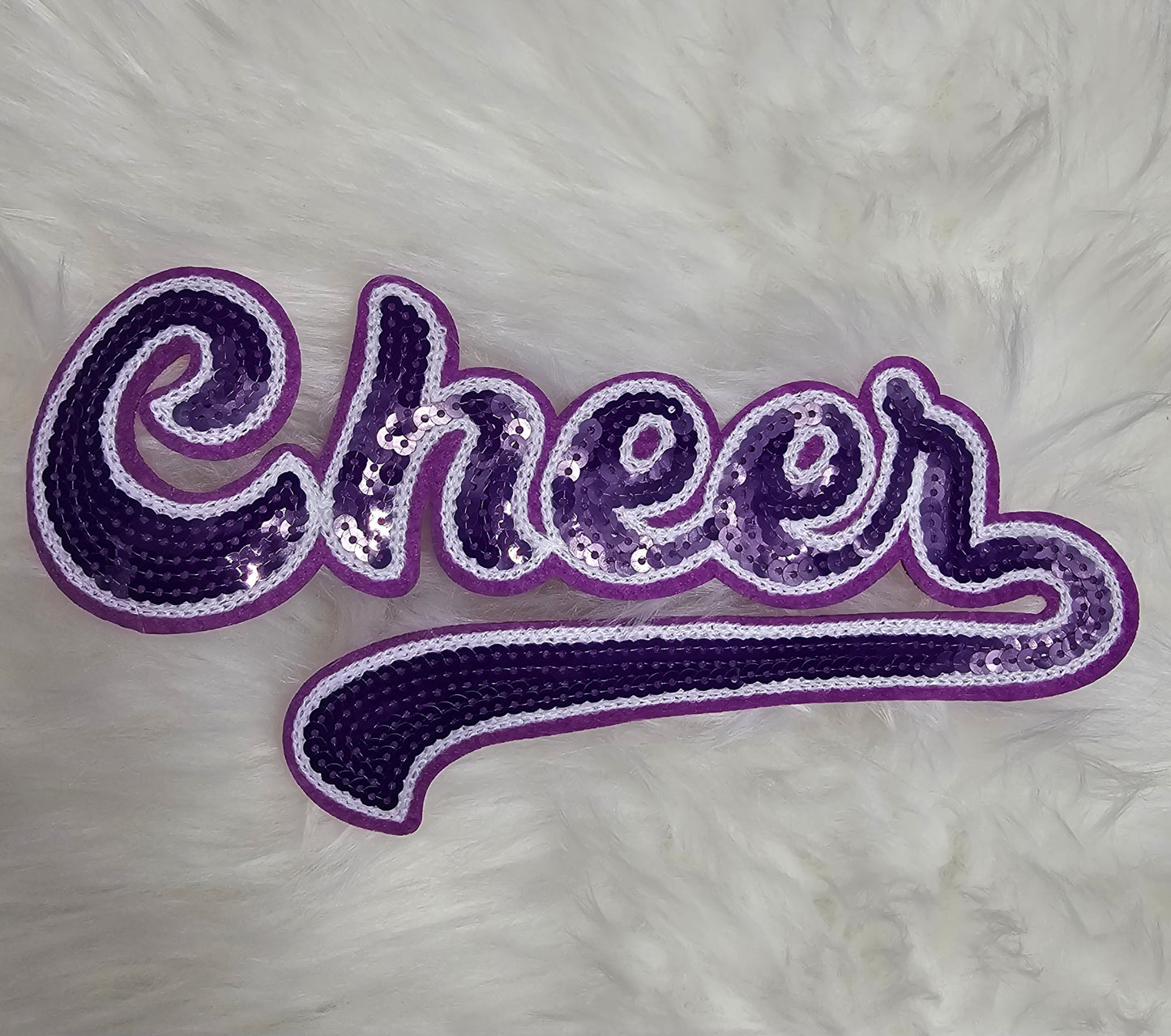 Large Cursive Cheer Sequin and Felt Iron-on Patch