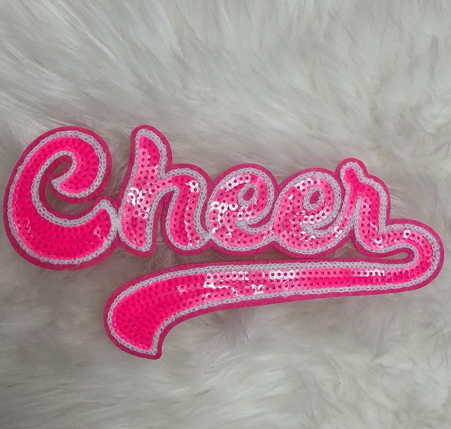 Large Cursive Cheer Sequin and Felt Iron-on Patch