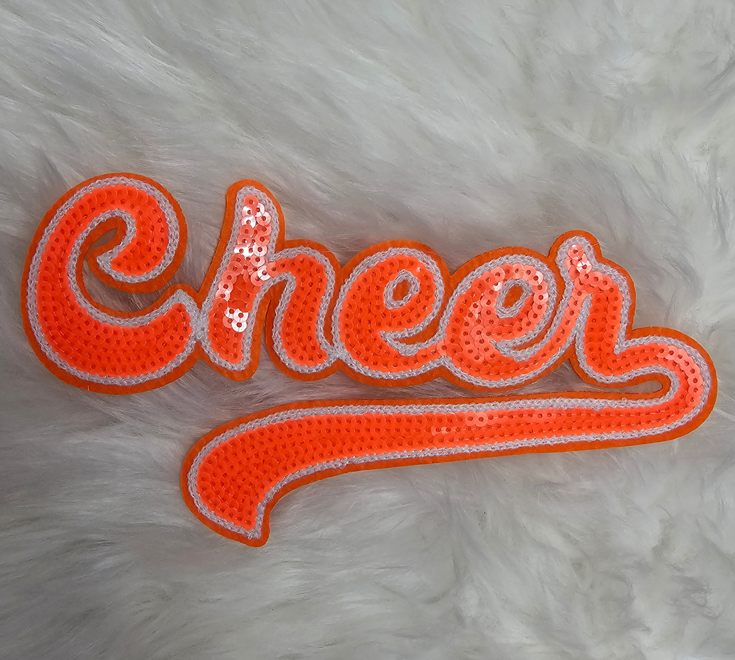 Large Cursive Cheer Sequin and Felt Iron-on Patch