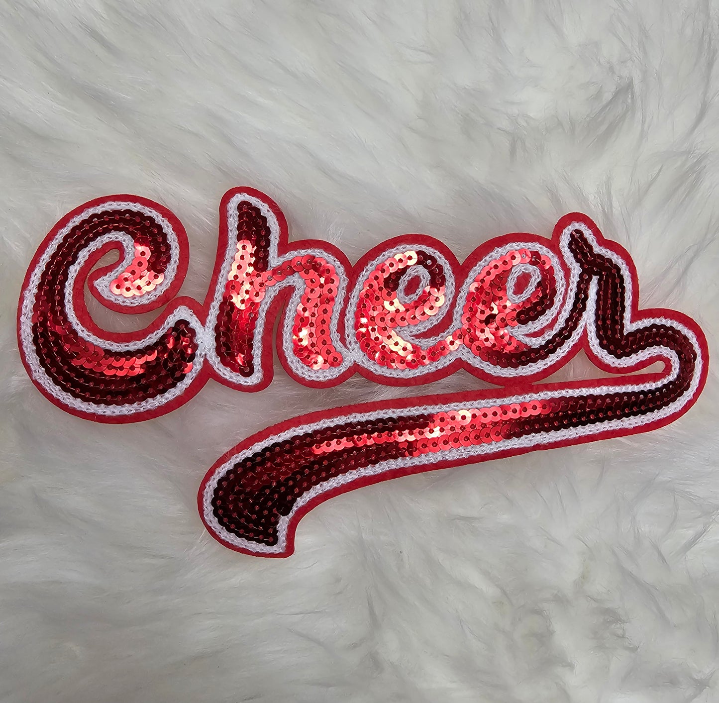 Large Cursive Cheer Sequin and Felt Iron-on Patch