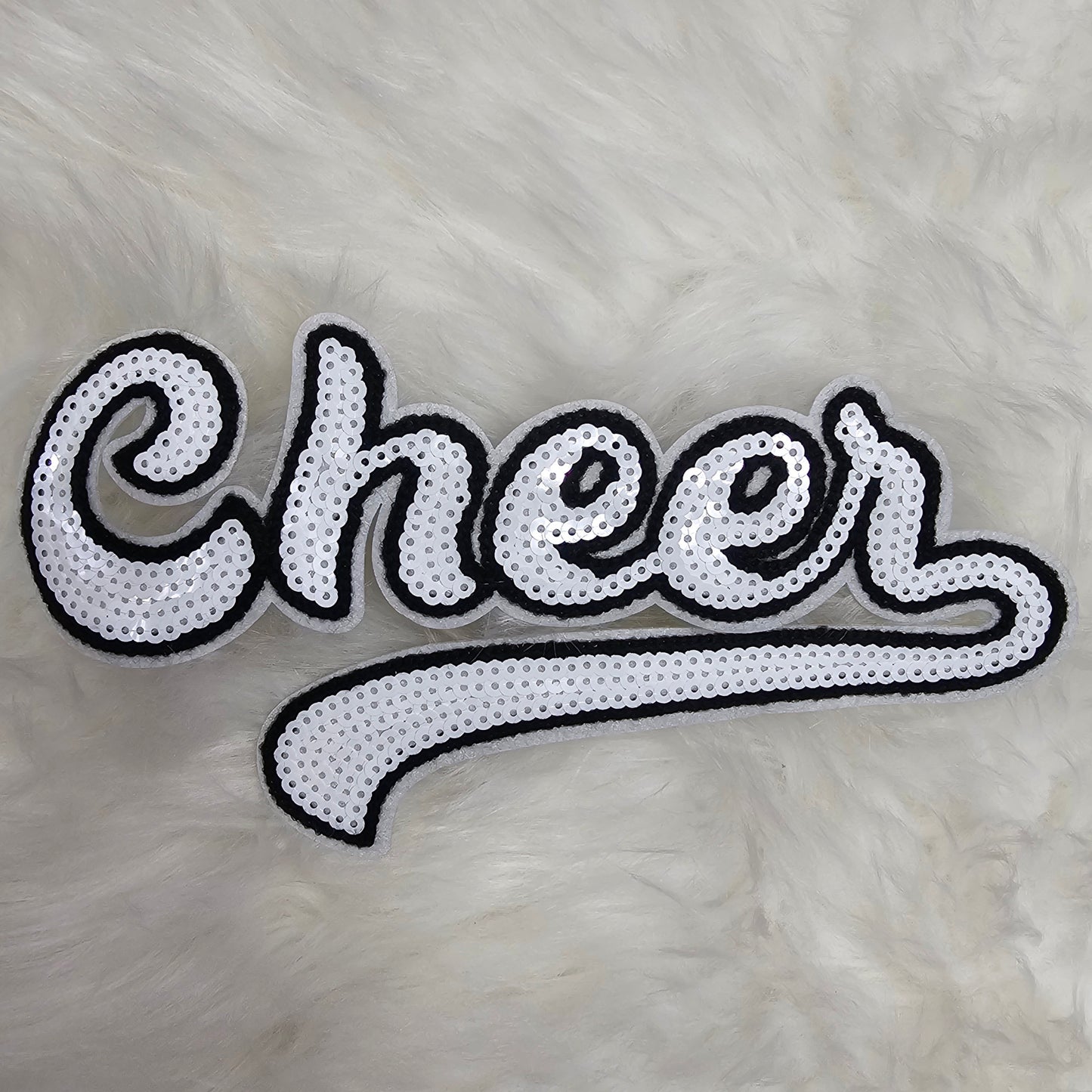 Large Cursive Cheer Sequin and Felt Iron-on Patch