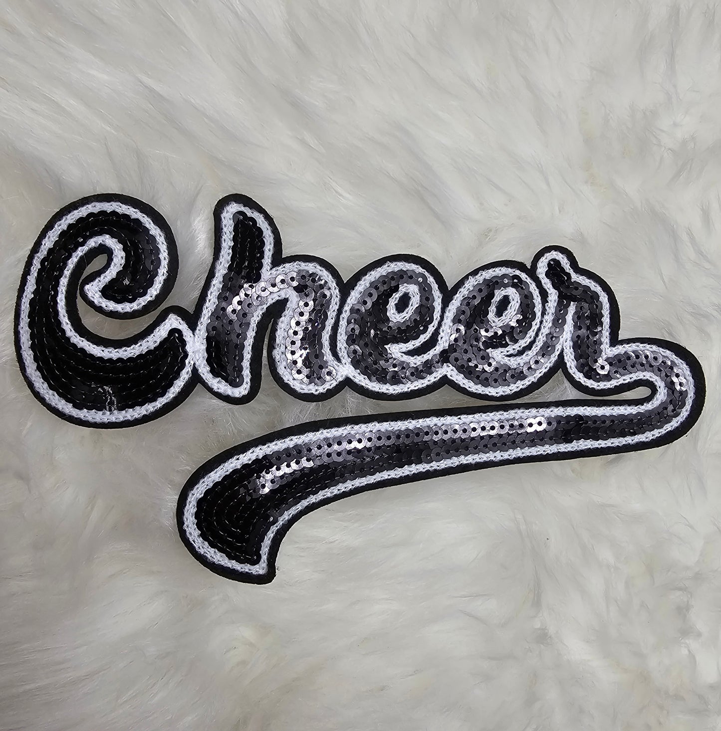 Large Cursive Cheer Sequin and Felt Iron-on Patch