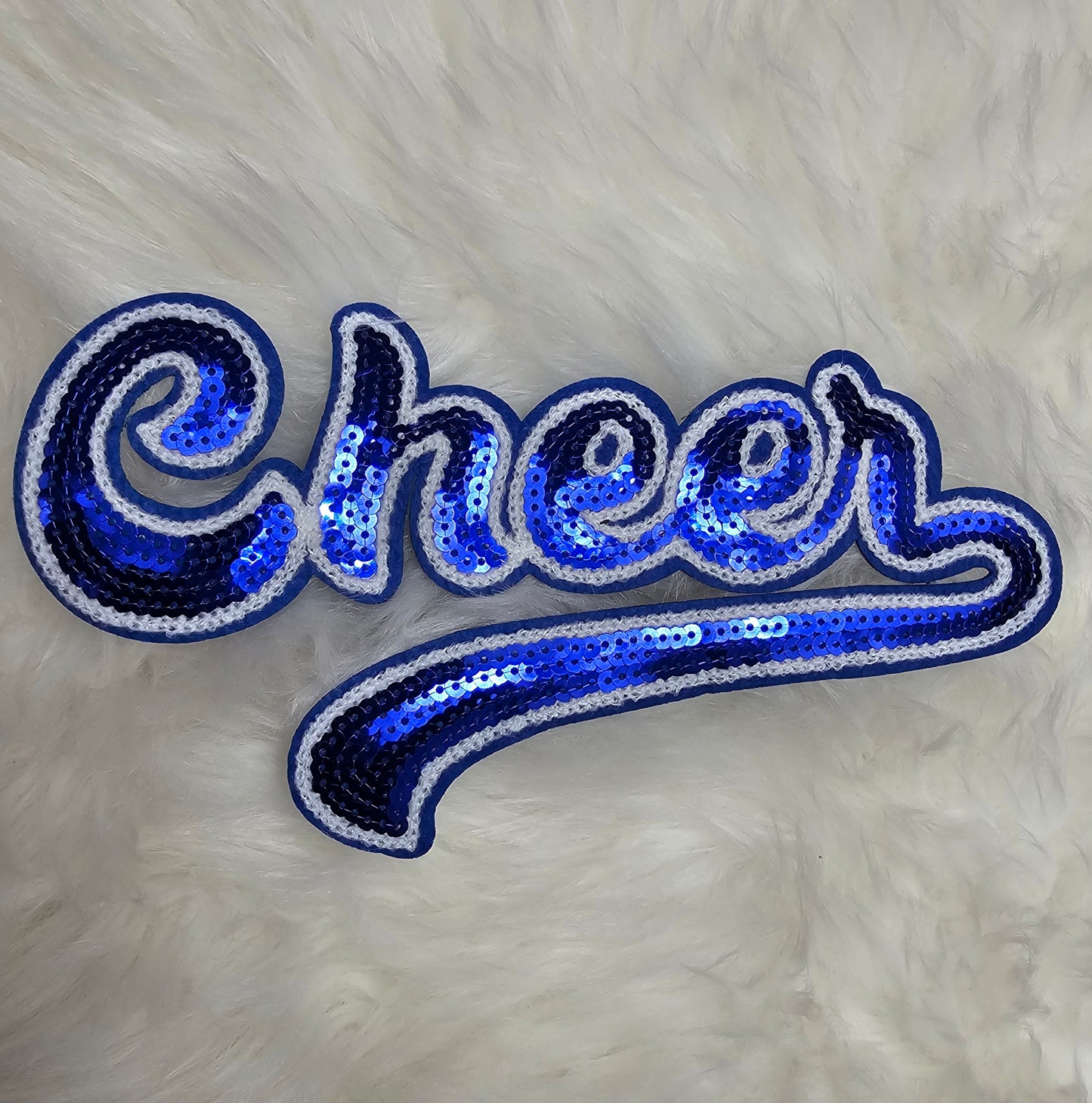 Cheer Cursive Sequin and Felt Large Iron-on Patch