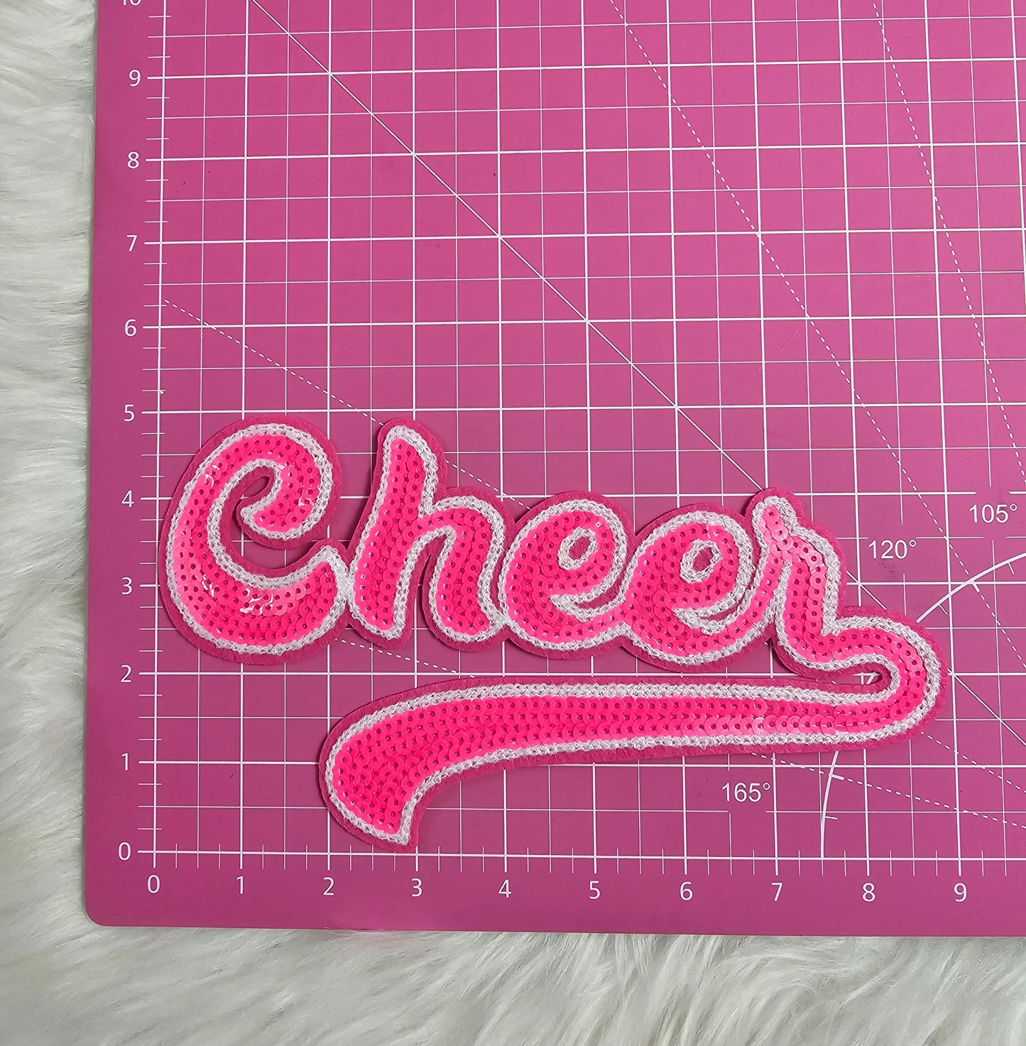 Large Cursive Cheer Sequin and Felt Iron-on Patch