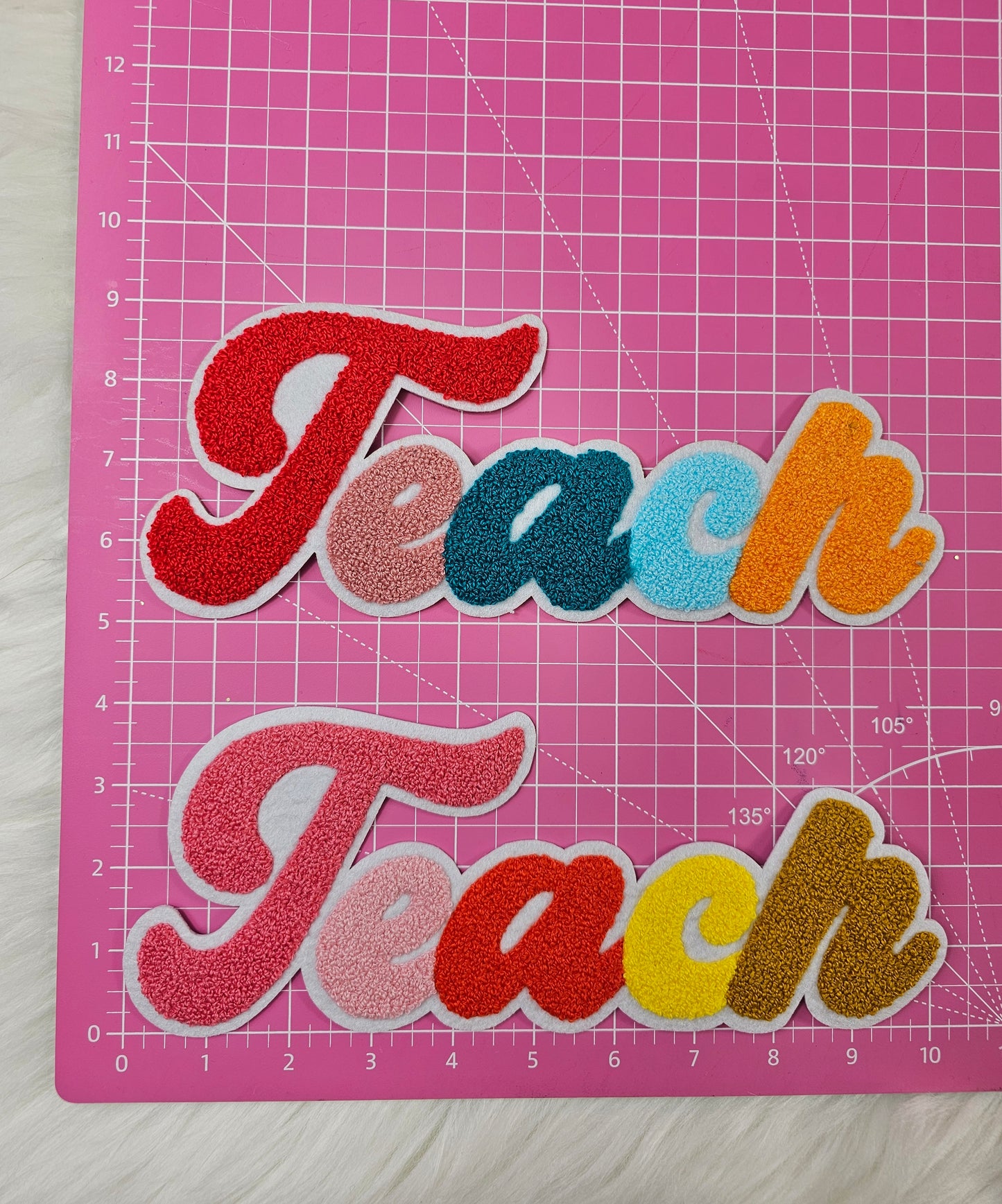 Large Teach Chenille and Felt Iron-on Patch
