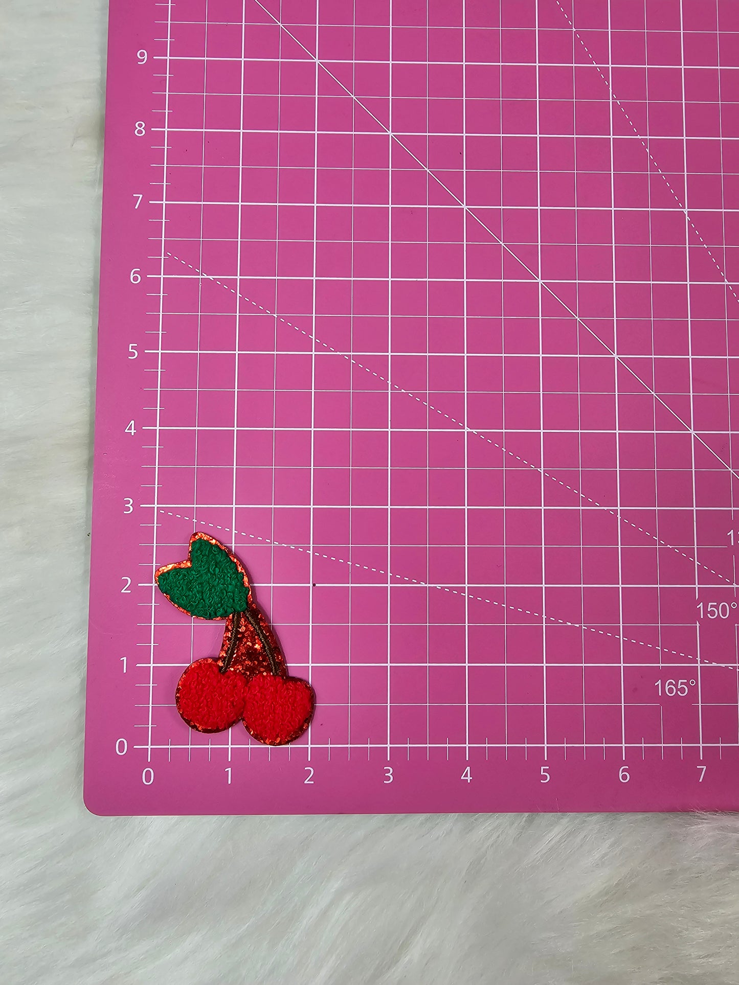 Cherry Chenille with Red Glitter Iron On Patch