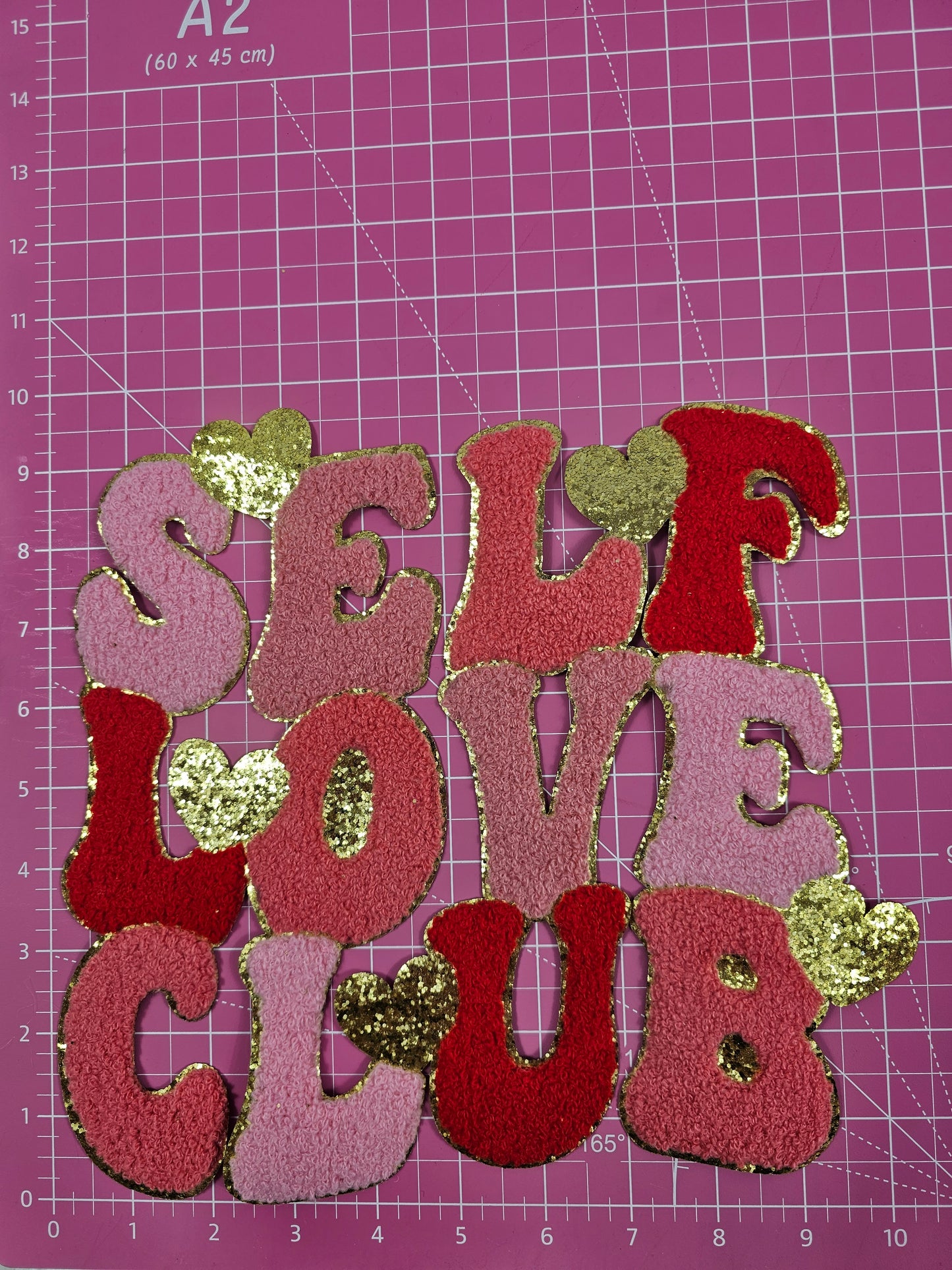 Self Love Cub Gold Glitter Chenille Iron-on Patch