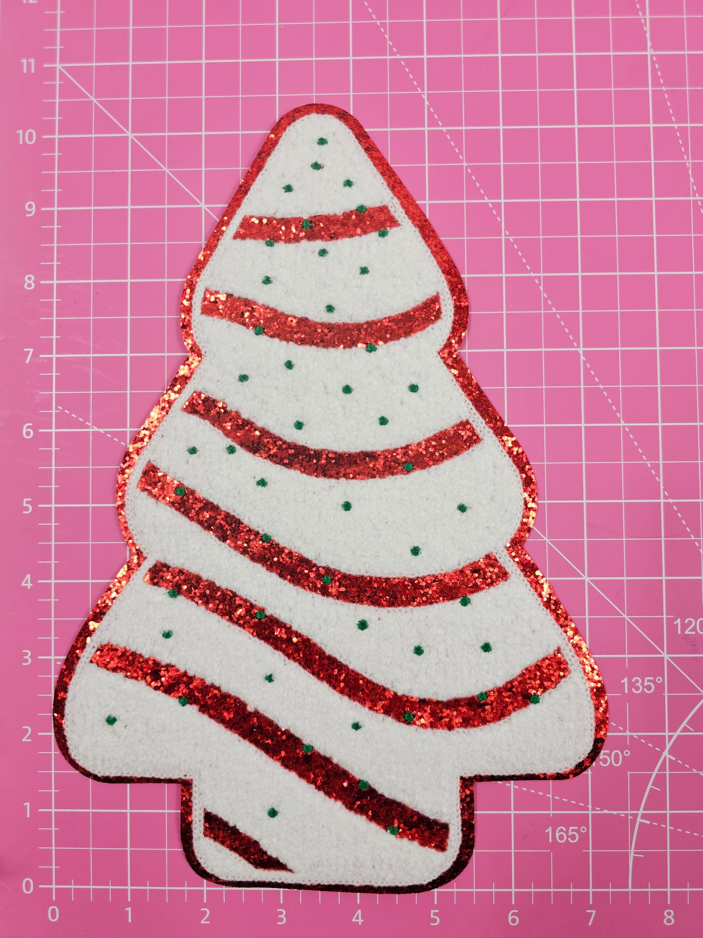 Christmas Tree Red Lil Deb Chenille Iron-on Patch