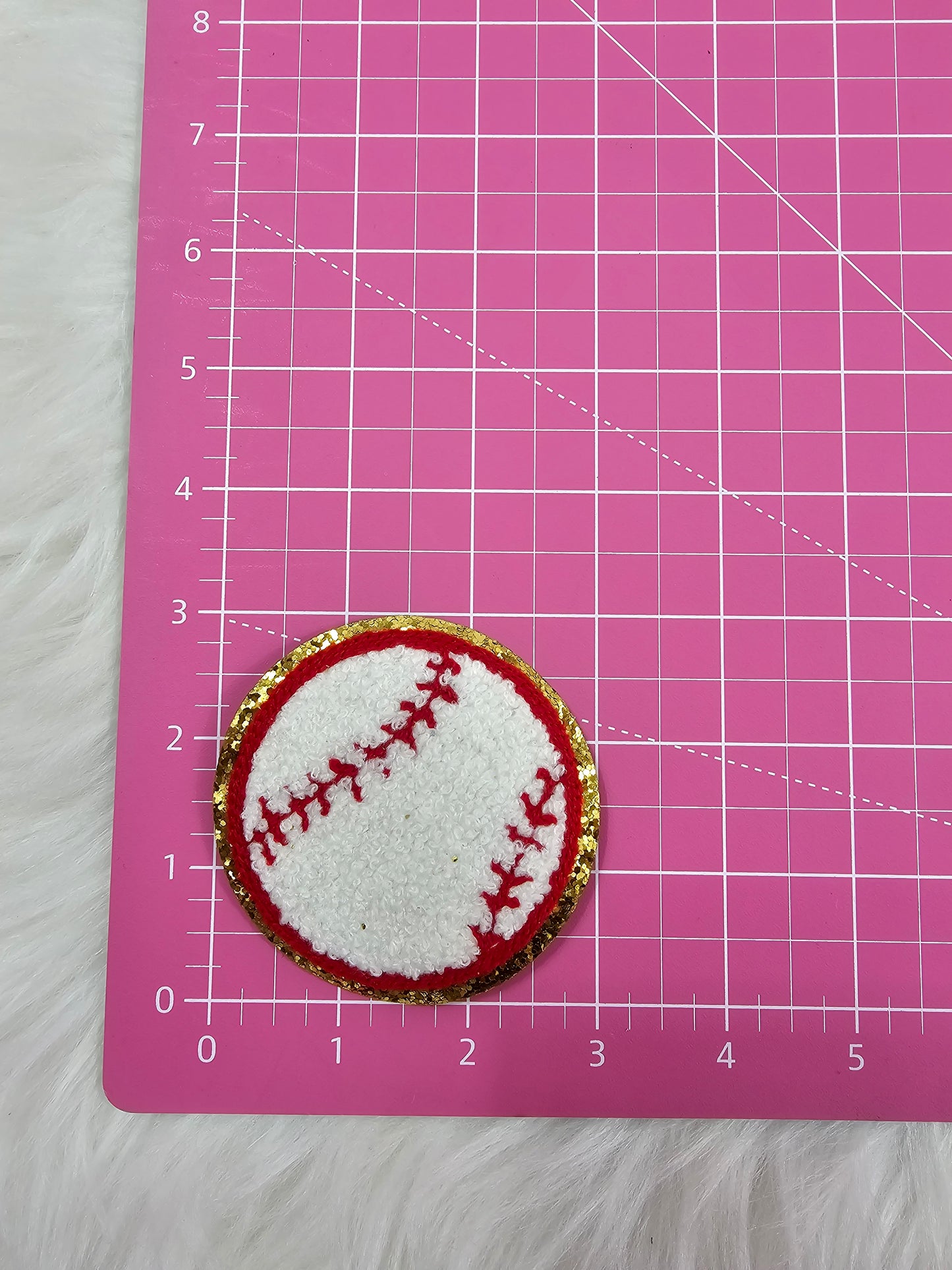 Baseball Chenille Glitter Iron On Patch