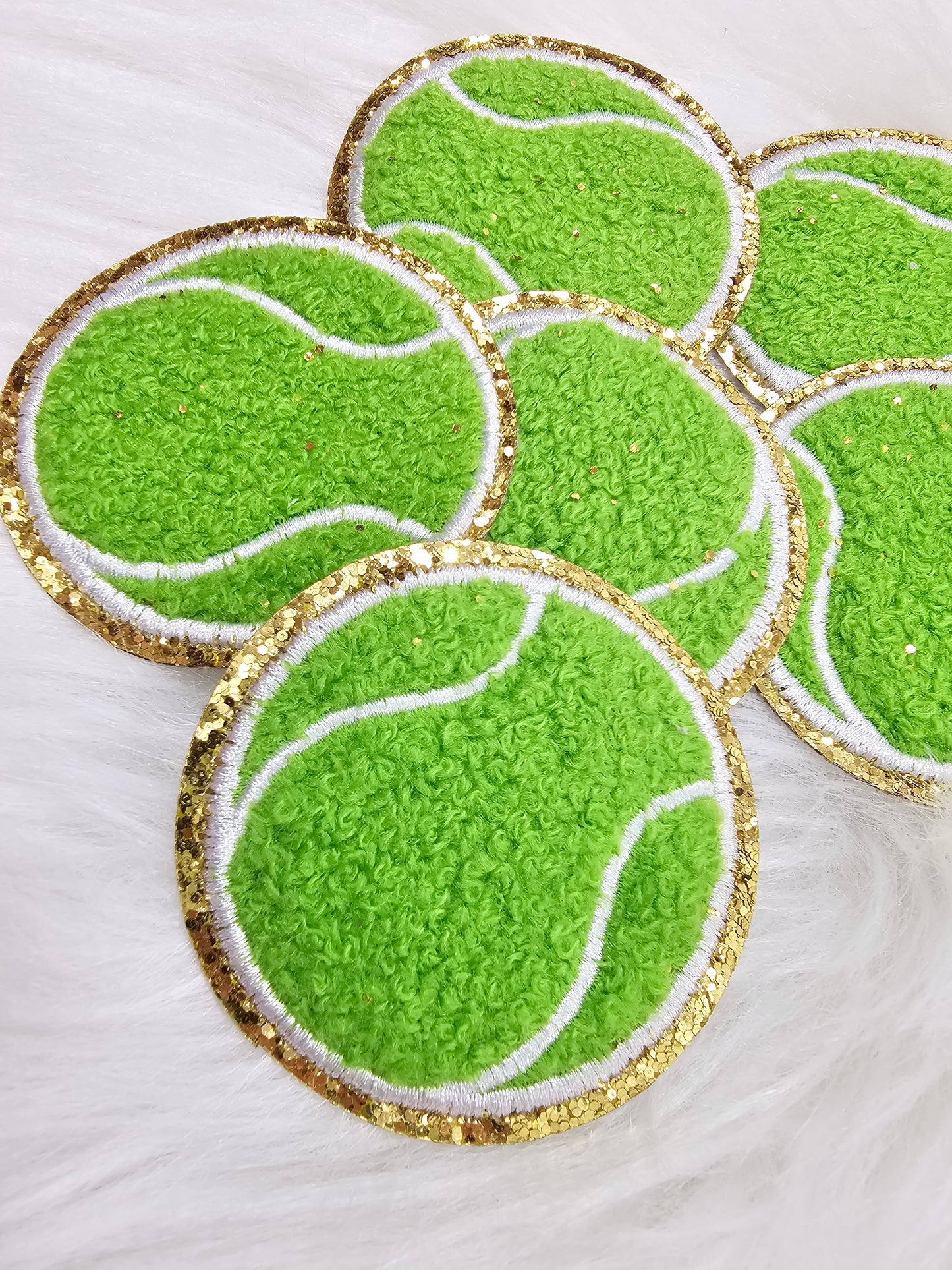 Tennis Ball Chenille Glitter Iron On Patch