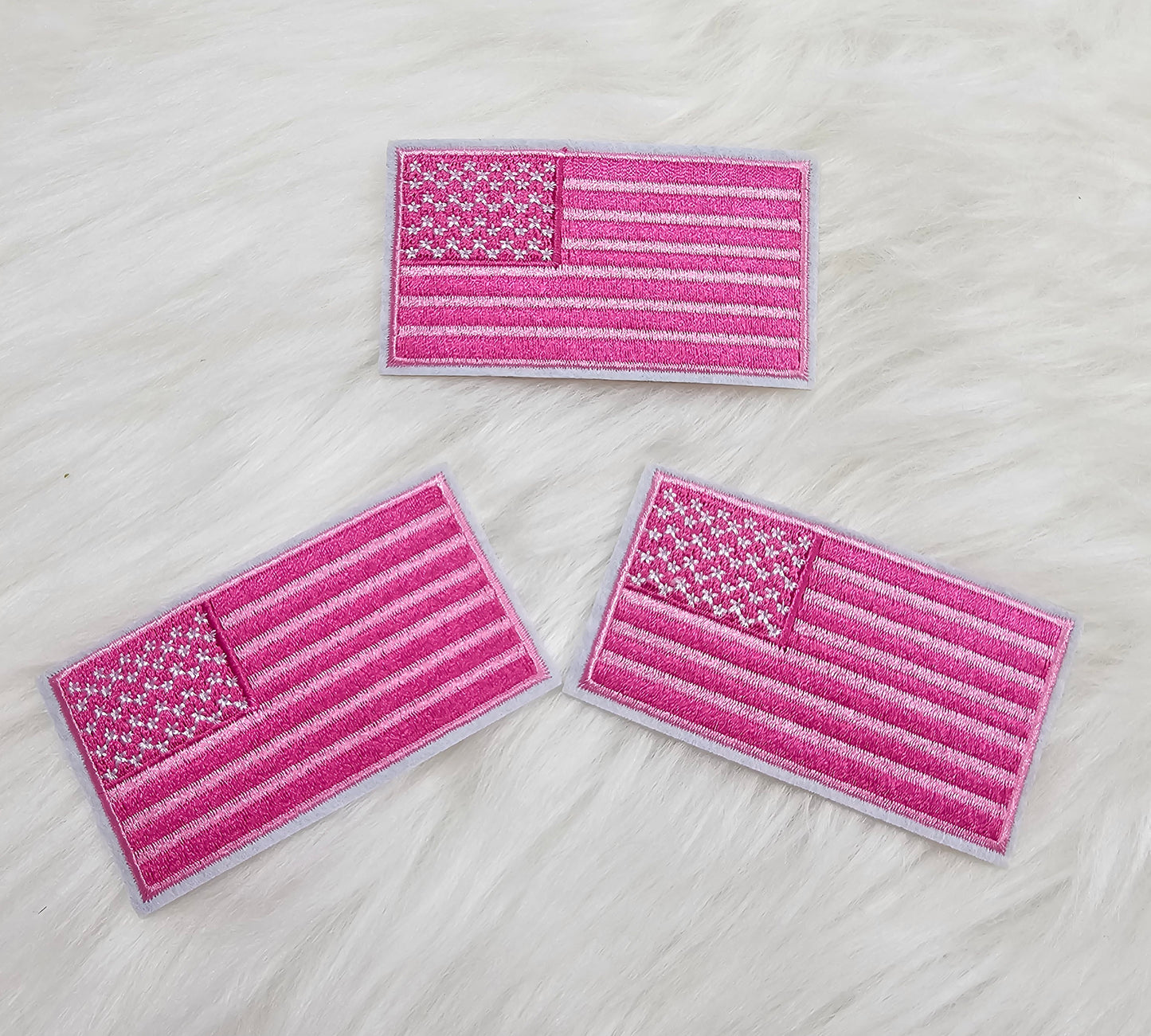 Pink USA American Flag Embroidery Iron-on Patch