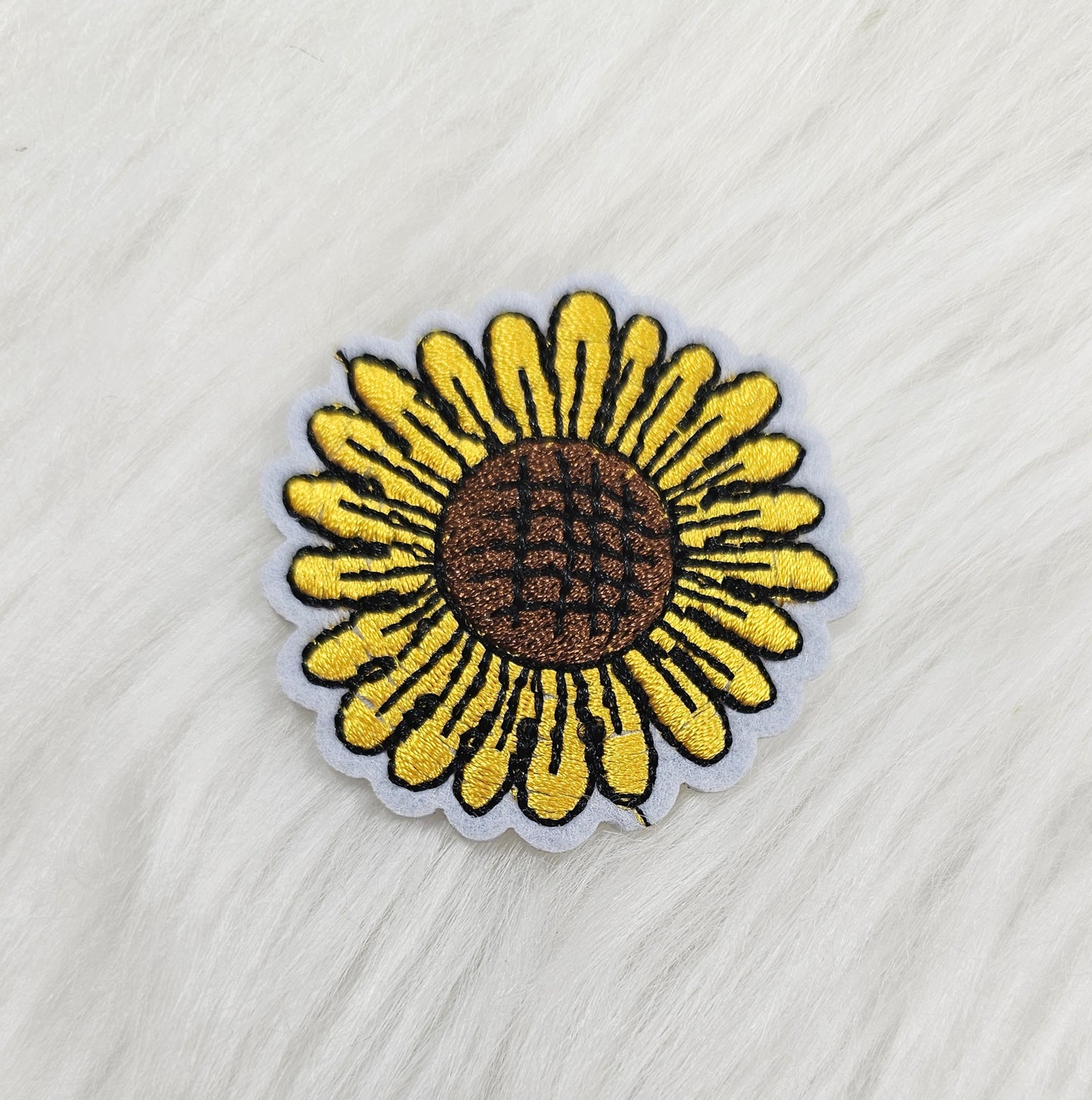 Small Sunflower Flower Embroidery Iron On Patch