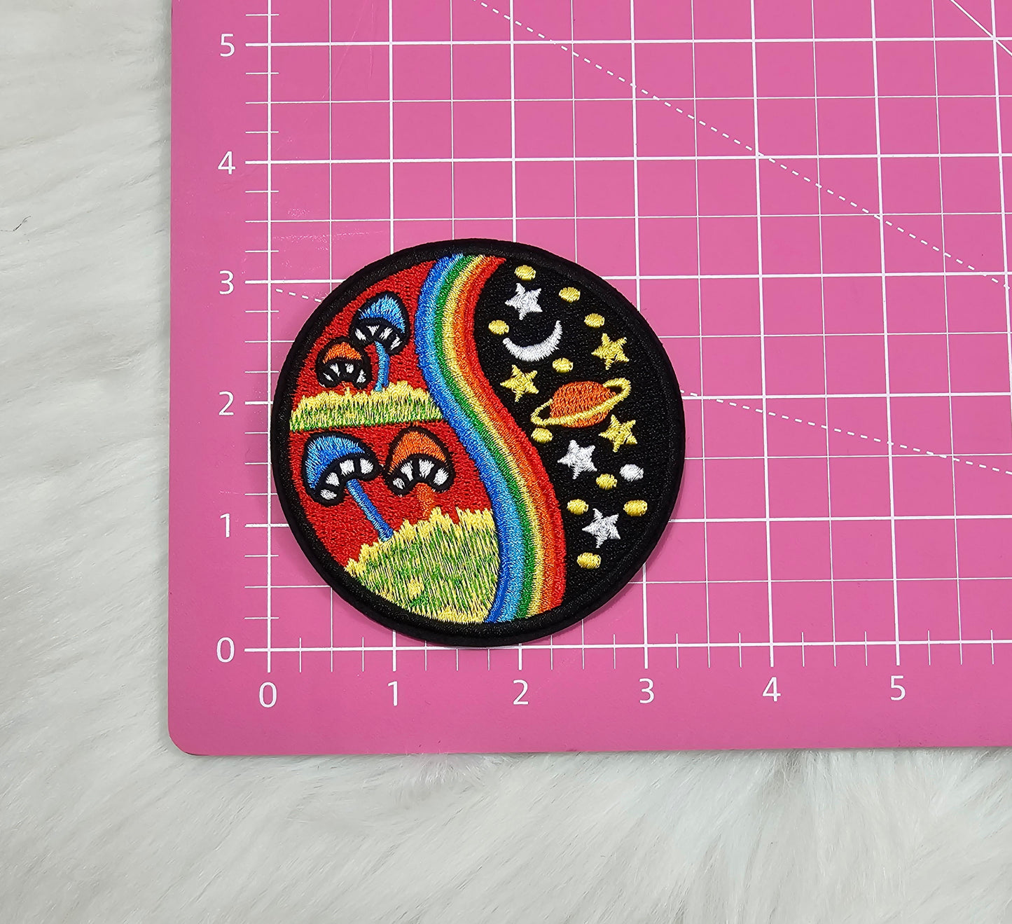 Mushroom Rainbow Galaxy Embroidery Iron On Patch