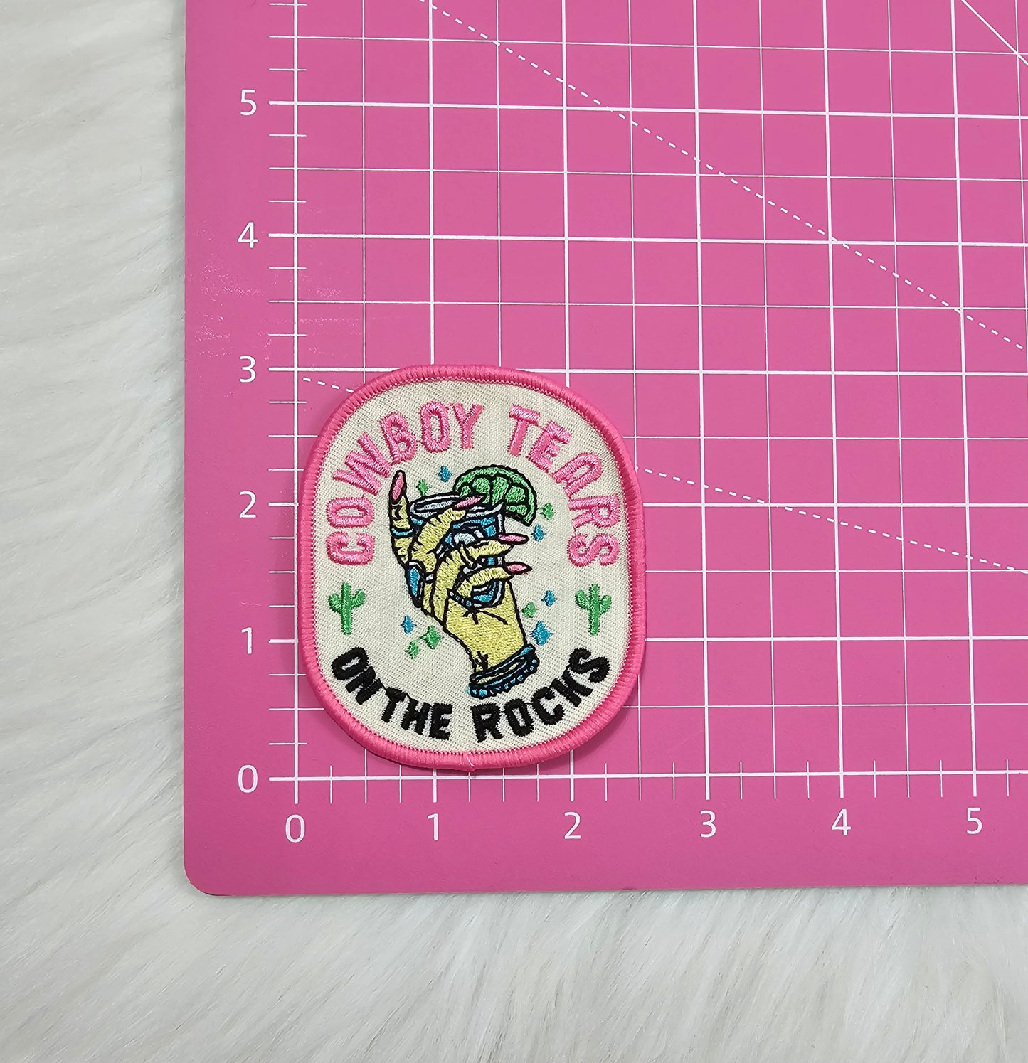 Cowboy Tears on the Rocks Woven Embroidery Iron On Patch