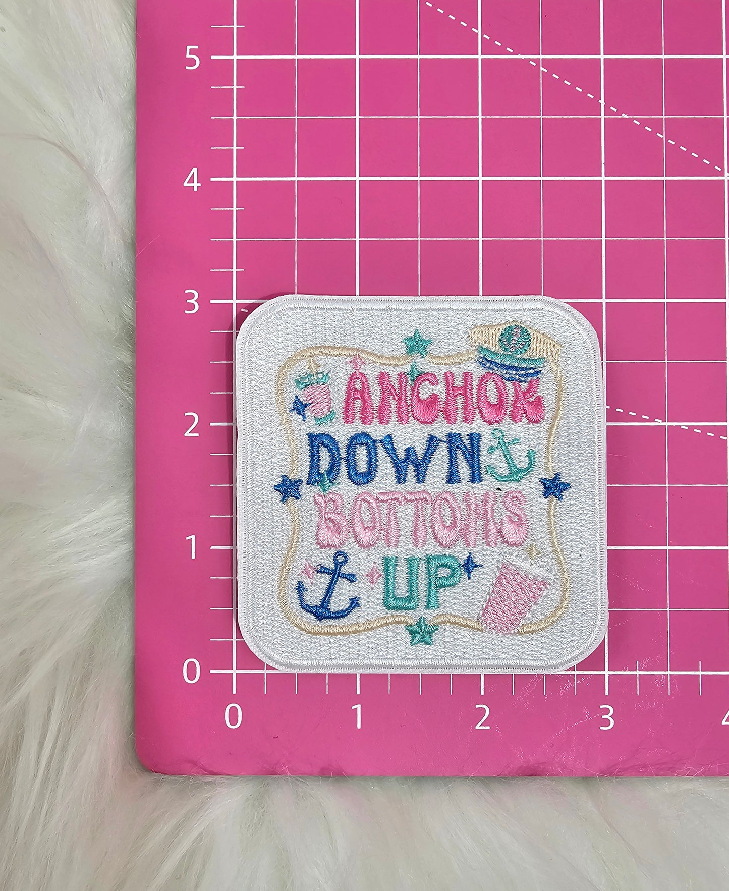 'Anchor Down Bottoms Up' Embroidery Iron On Patch