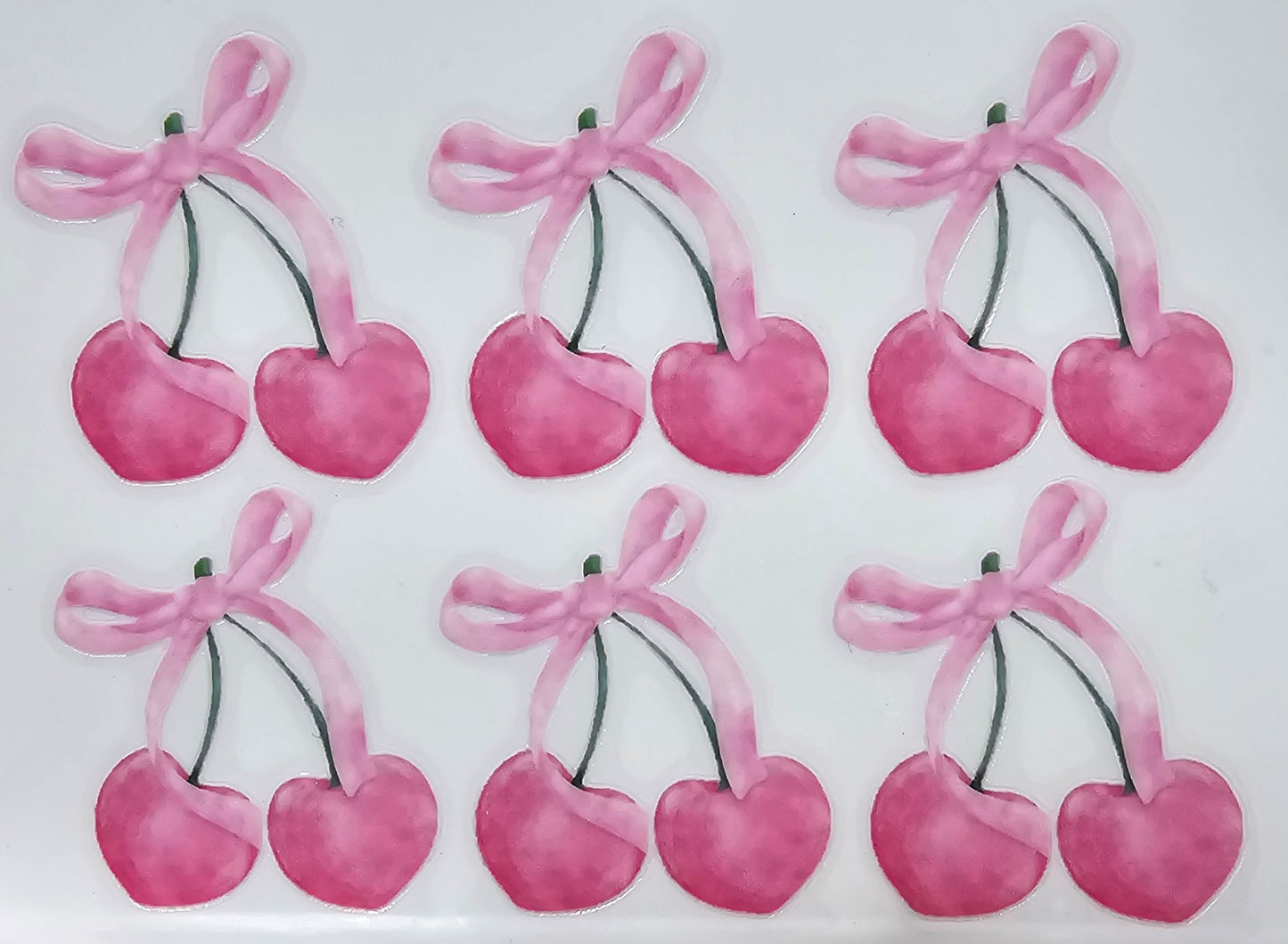 Pink Cherry Bow Watercolor UV Transfer Sheet
