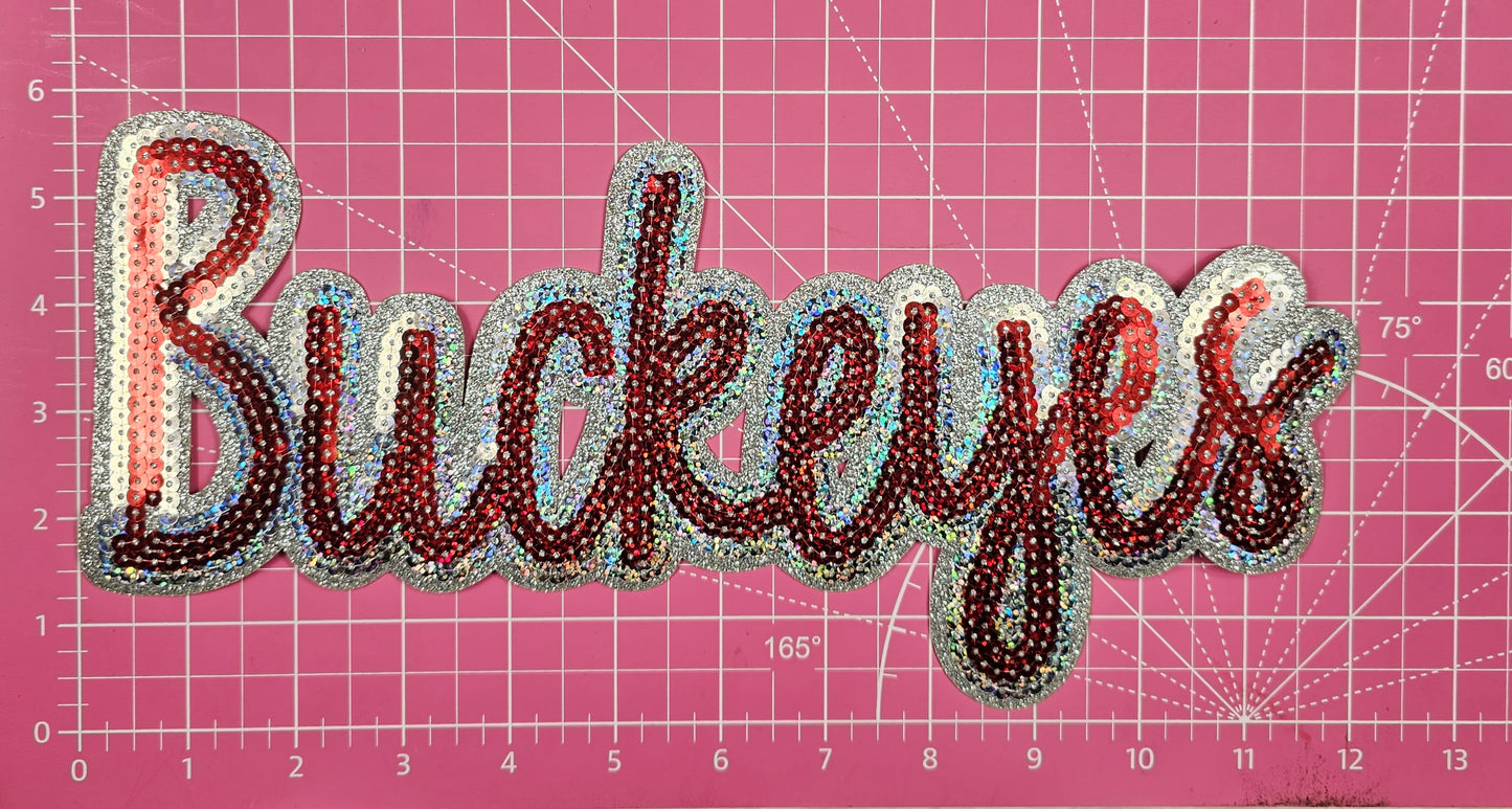 Large Buckeyes OSU Sequin Iron On Patch
