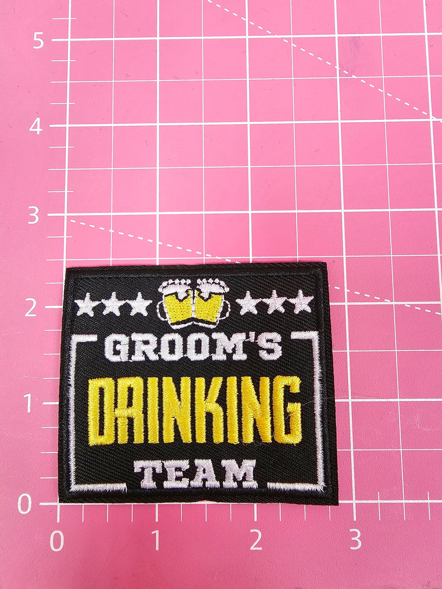 'Groom's Drinking Team' Embroidery Iron On Patch