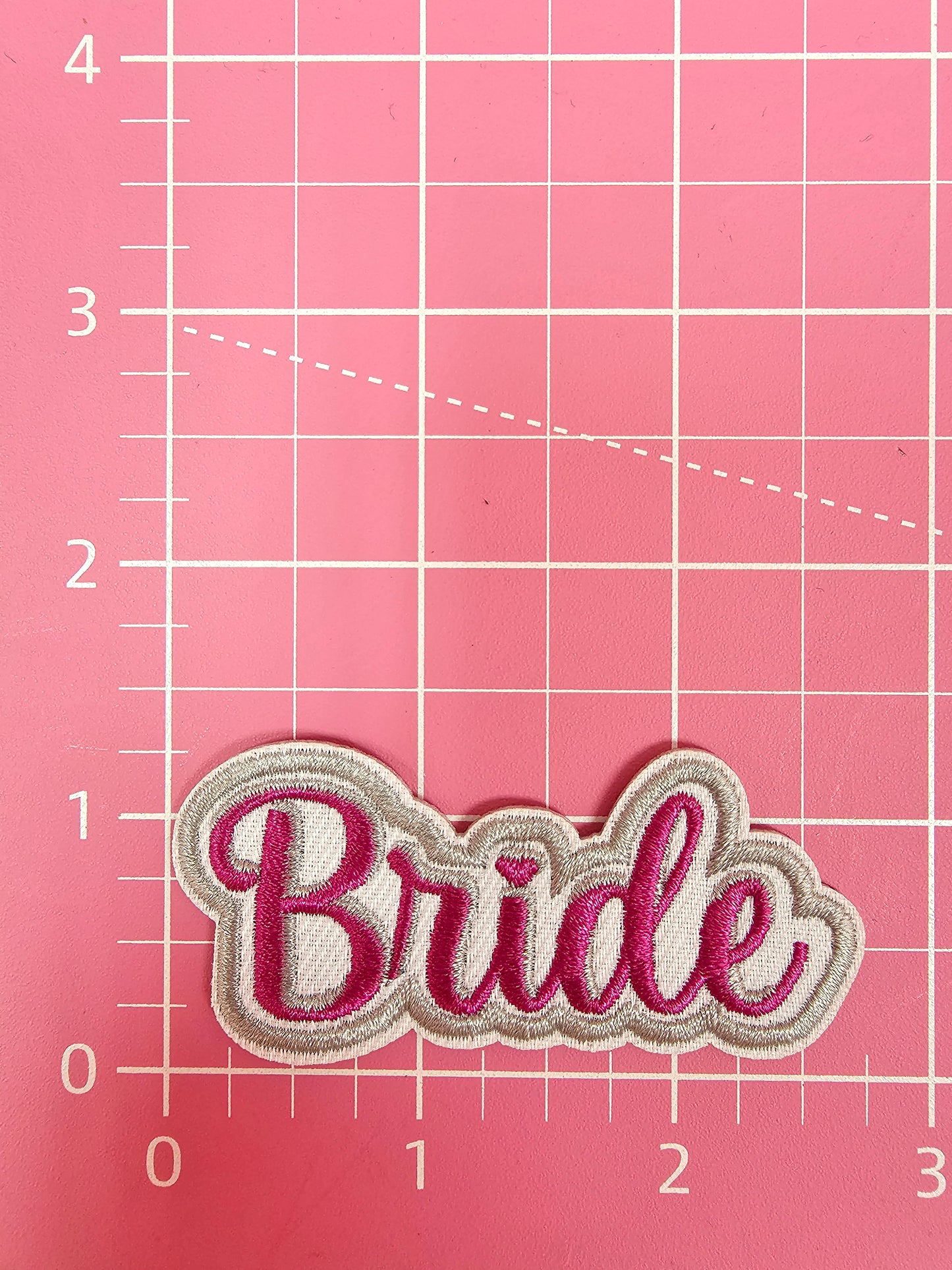 'Bride' Pink Embroidery Iron On Patch