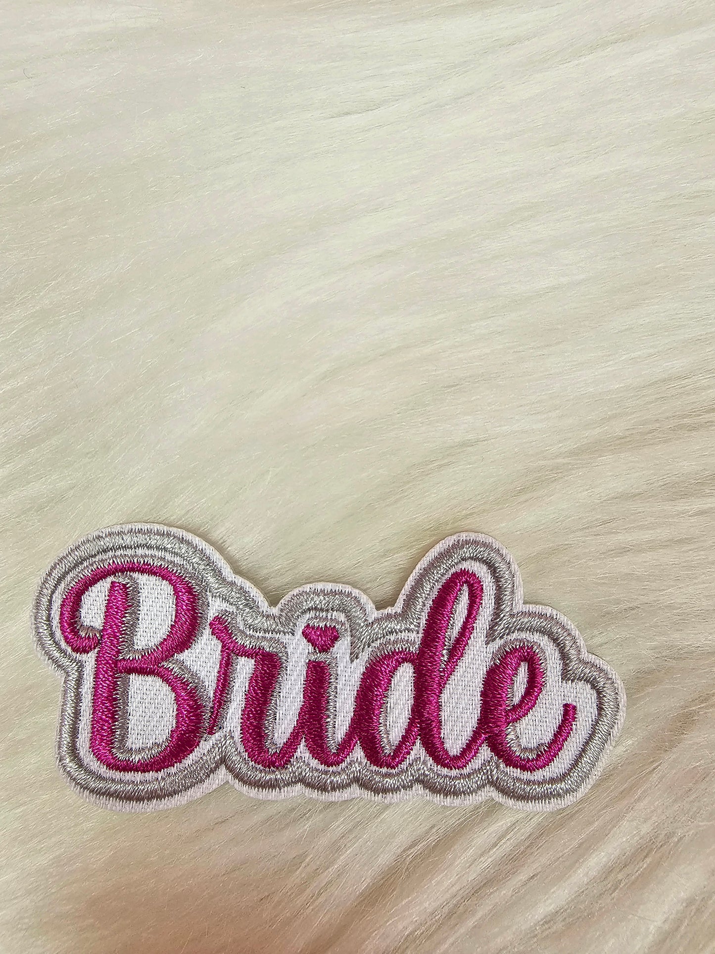 'Bride' Pink Embroidery Iron On Patch