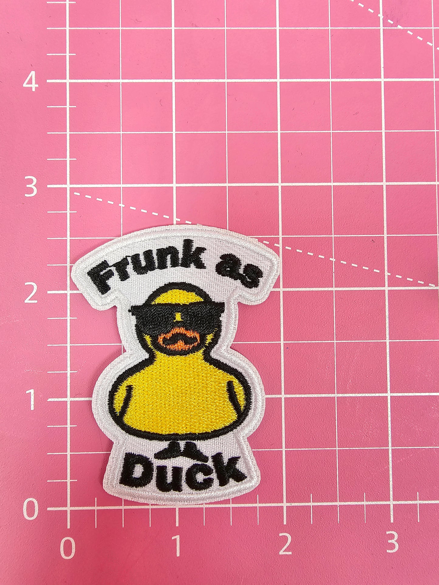 'Frunk As Duck' Yellow Embroidery Iron On Patch