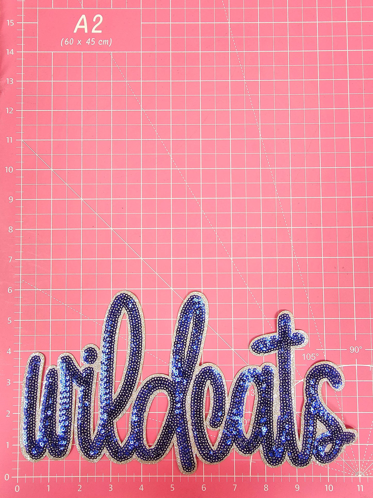 Large Wildcats Sequin on Silver Glitter Iron On Patch