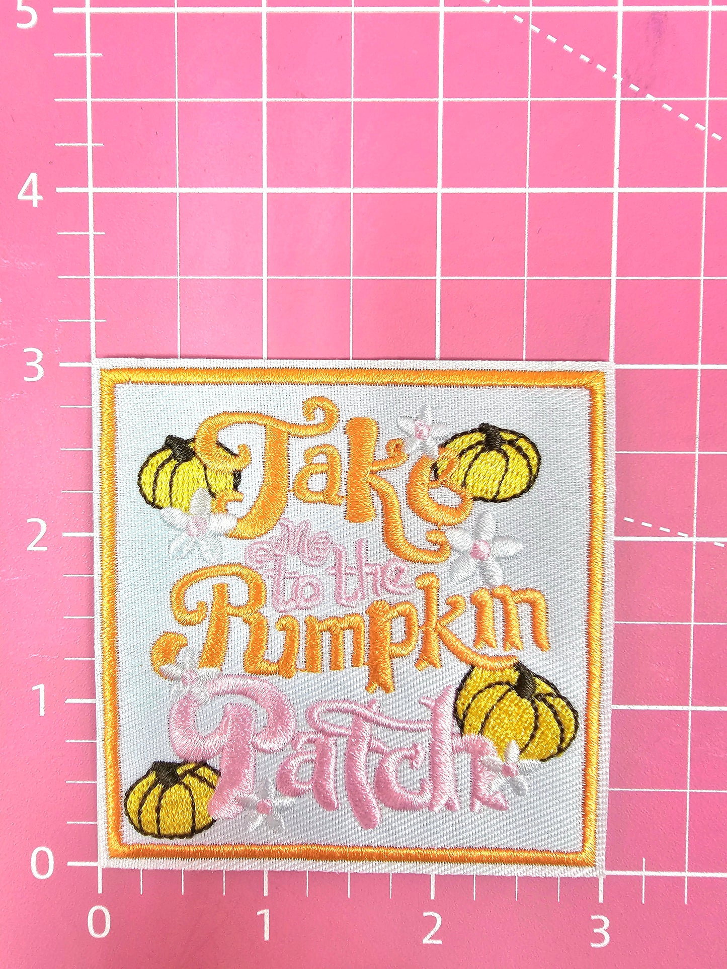 'Take Me To The Pumpkin Patch' Embroidery Iron On Patch