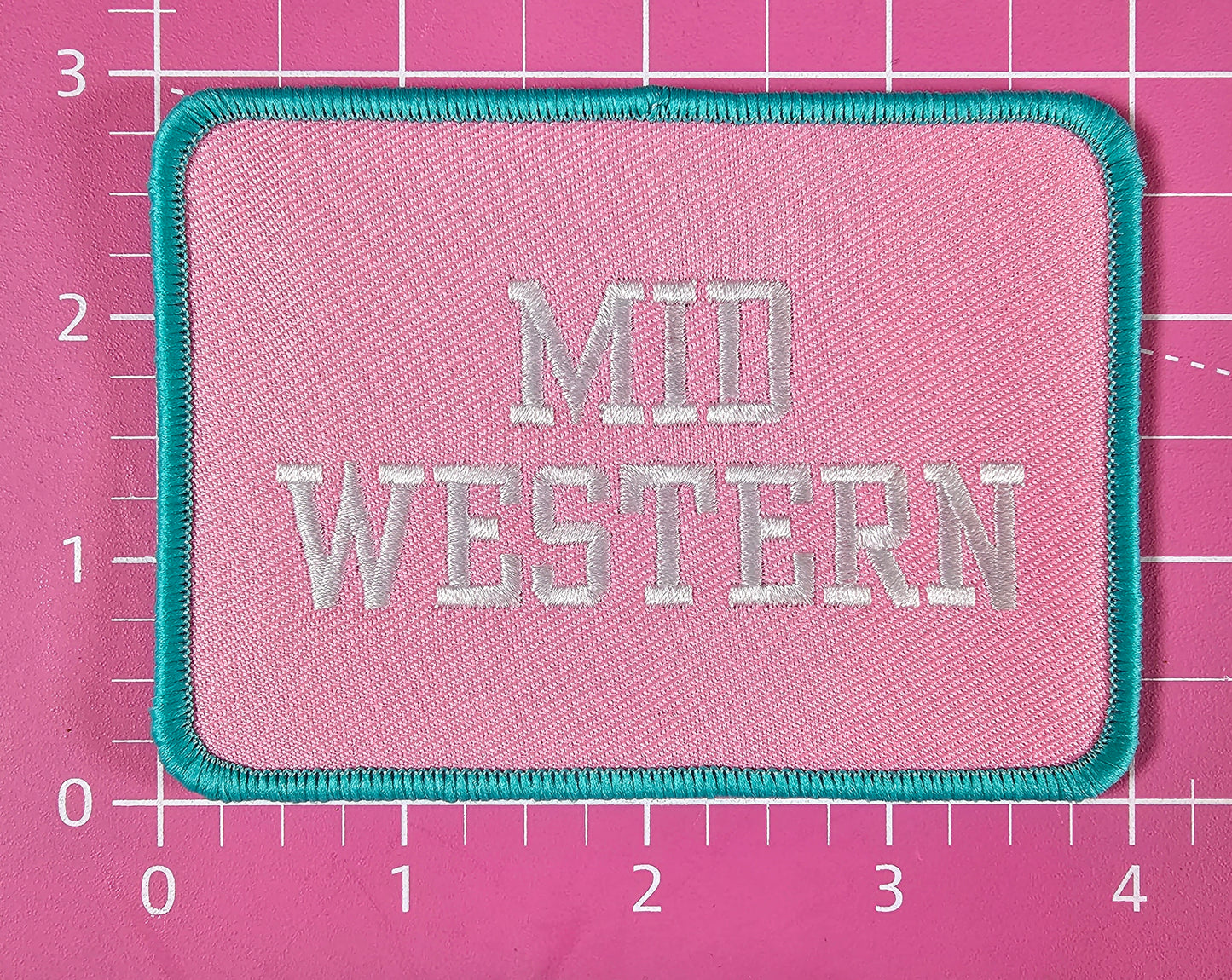 Midwestern Pink Embroidery Iron On Patch