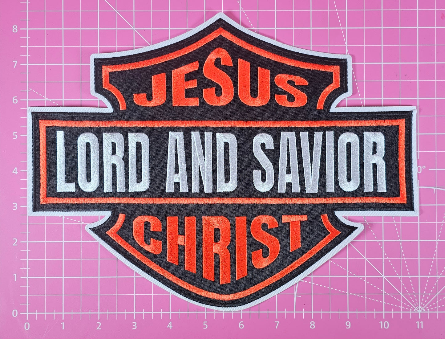 Jesus Christ Lord and Savior Harley Motorcycle Biker Embroidery Large Iron On Patch