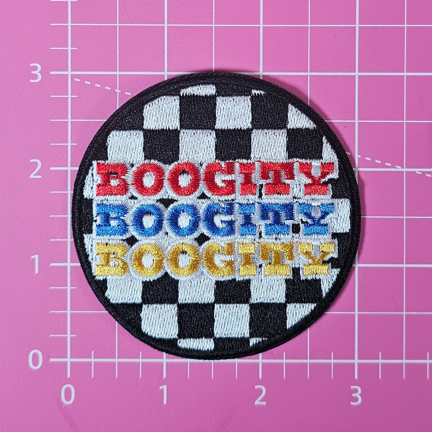 Boogity Boogity Boogity Race Checker Flag Embroidery Iron On Patch